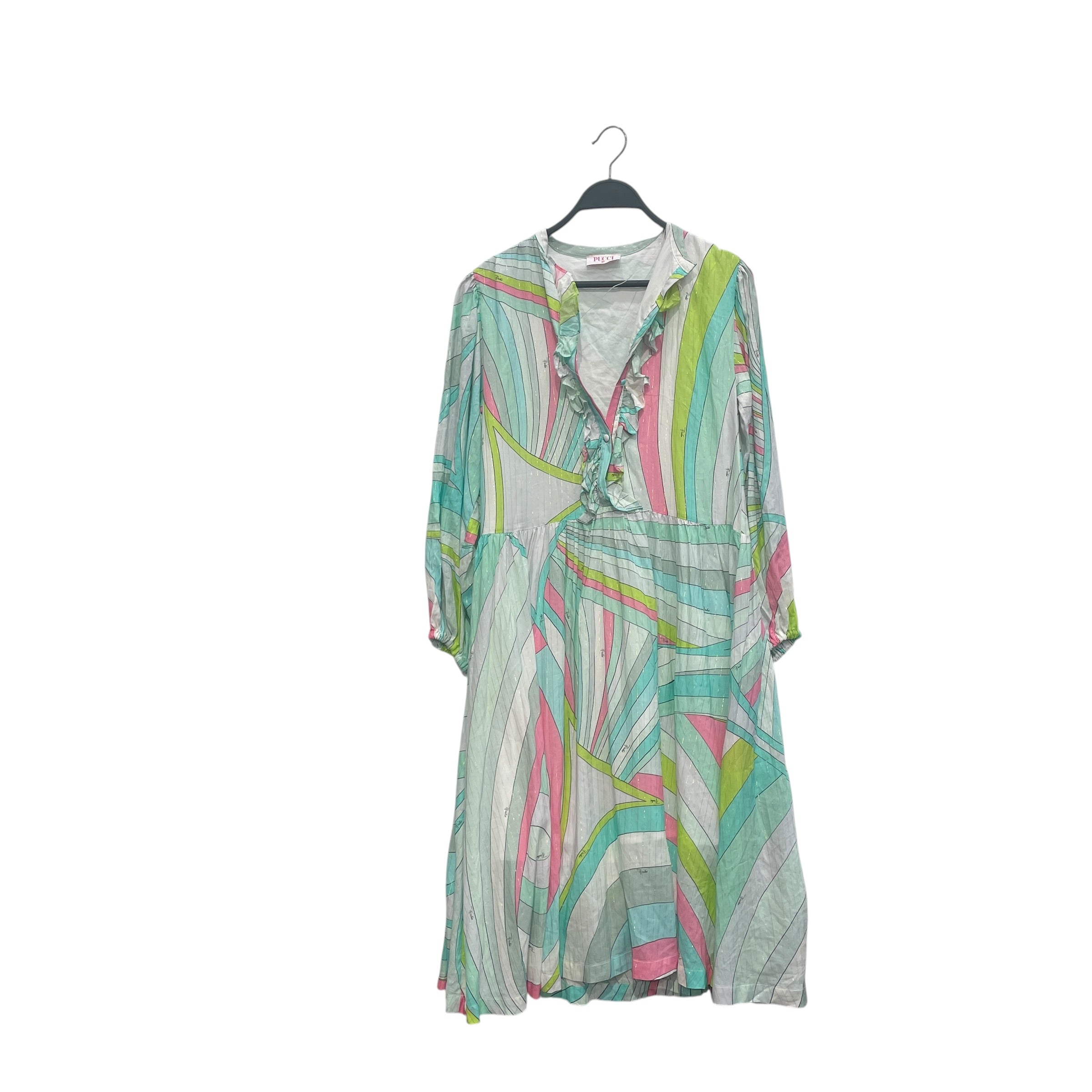 EMILIO PUCCI/Shirt Dress/12/Graphic/Cotton/BLU/BLU PNK GREEN view 1