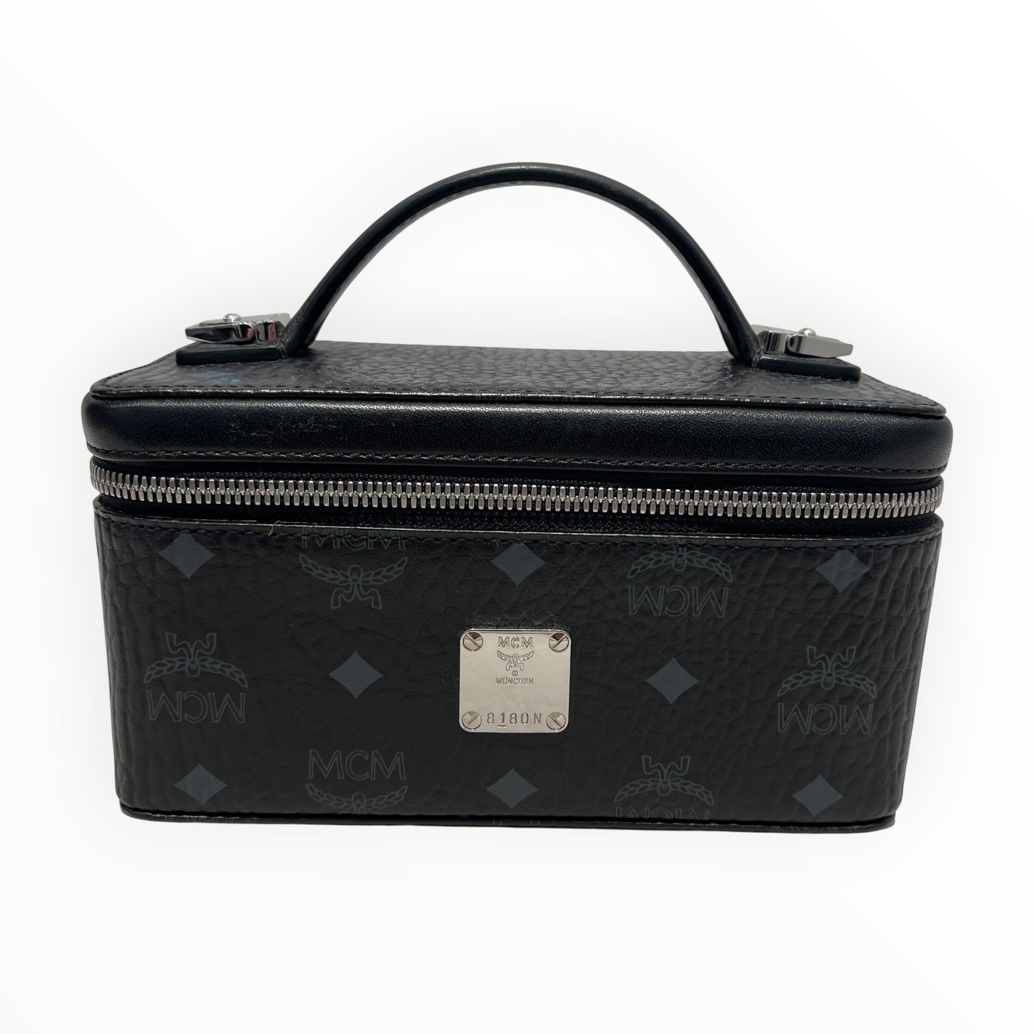 MCM/Cross Body Bag/Monogram/Leather/BLK/Visetos Vanity Dark Grey Black view 1