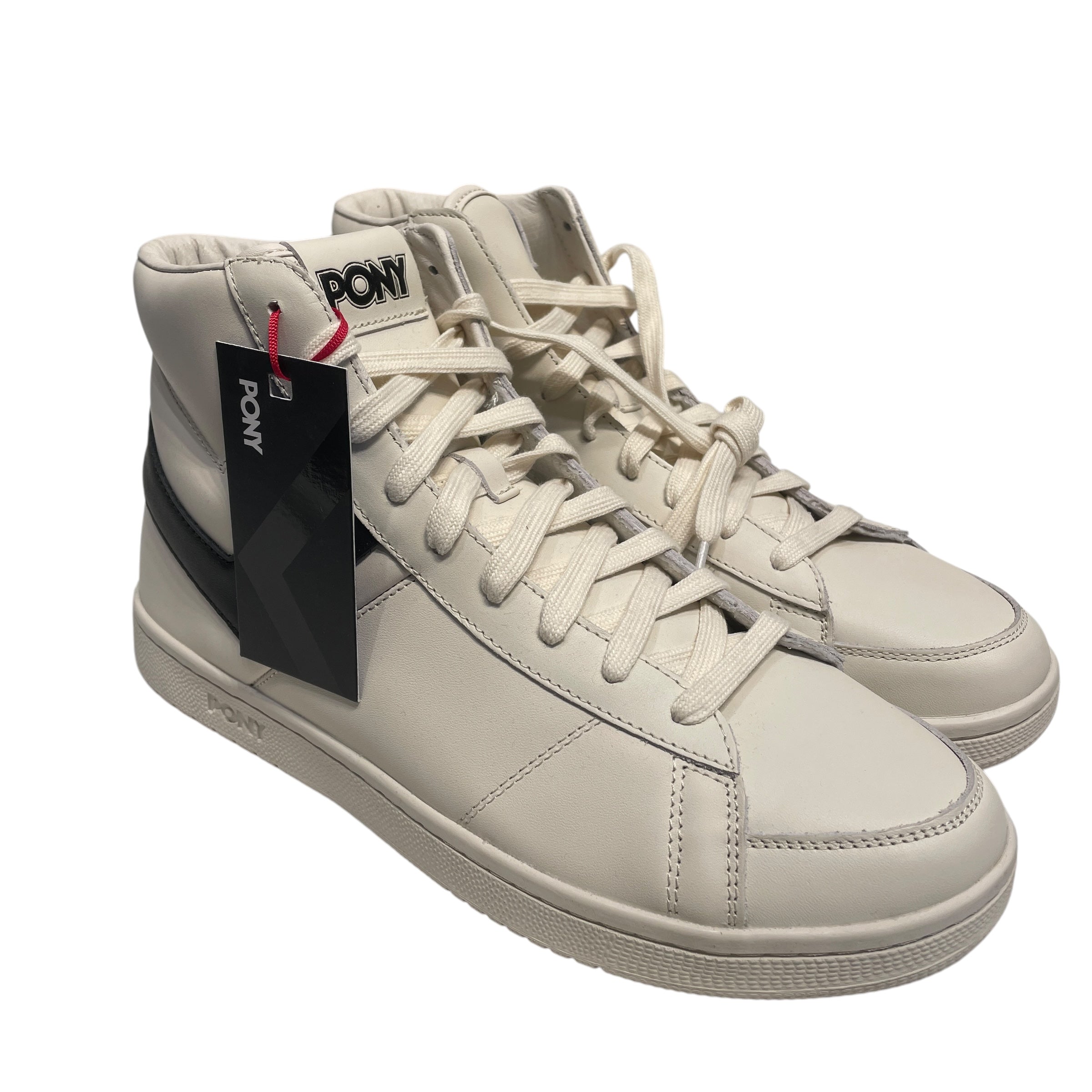 PONY/Hi-Sneakers/US 12/Leather/CRM/Off White Black view 1