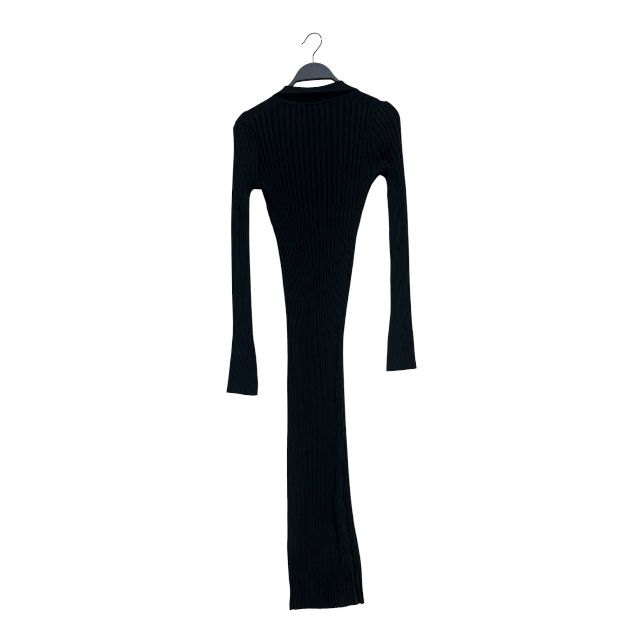 Helmut Lang/LS Dress/XS/Polyester/BLK/RIBBED SMALL HOLES DOWN SIDES view 2