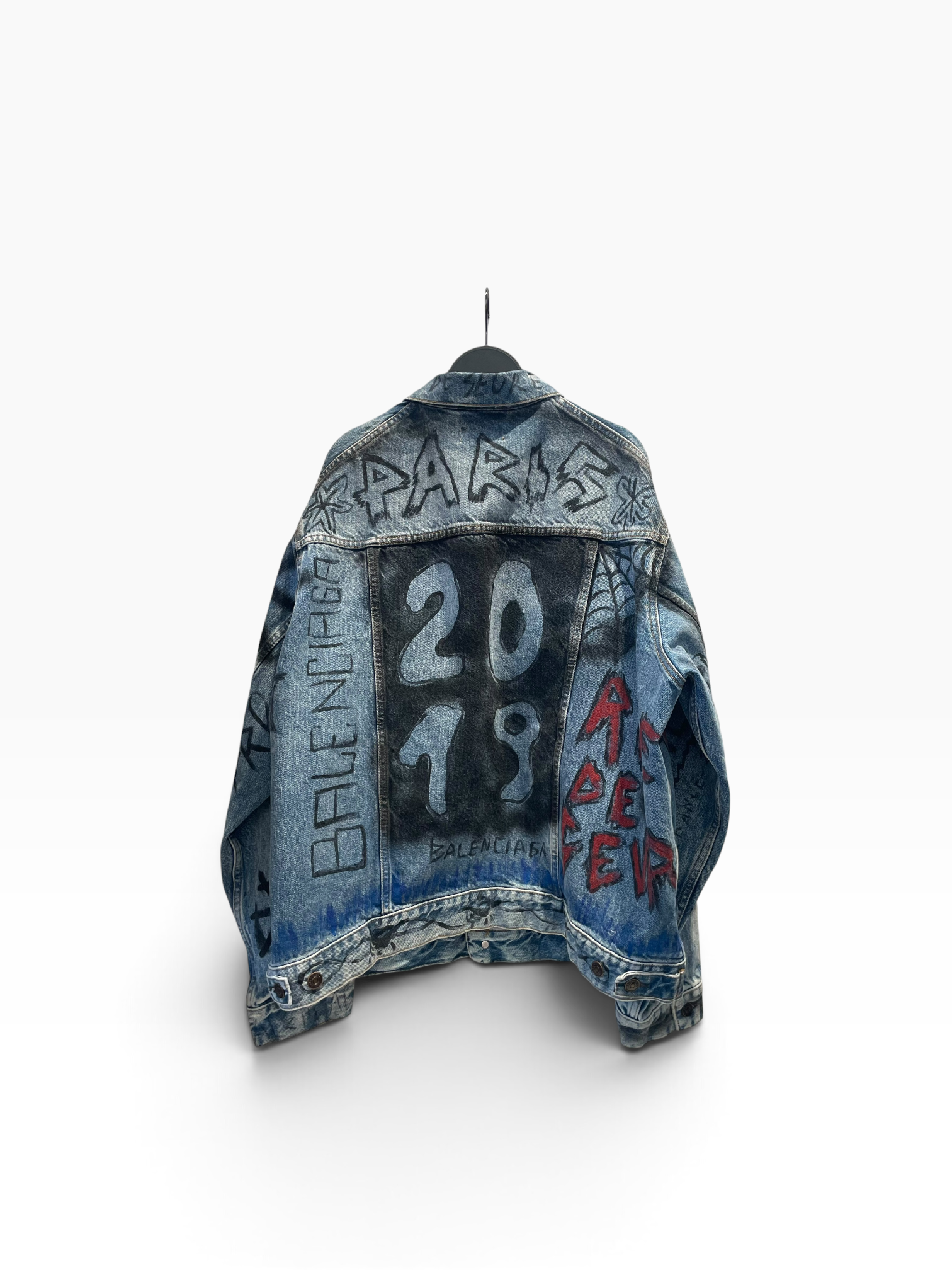 BALENCIAGA/Denim Jkt/46/BLU/All Over Print/Graphic Writing view 2