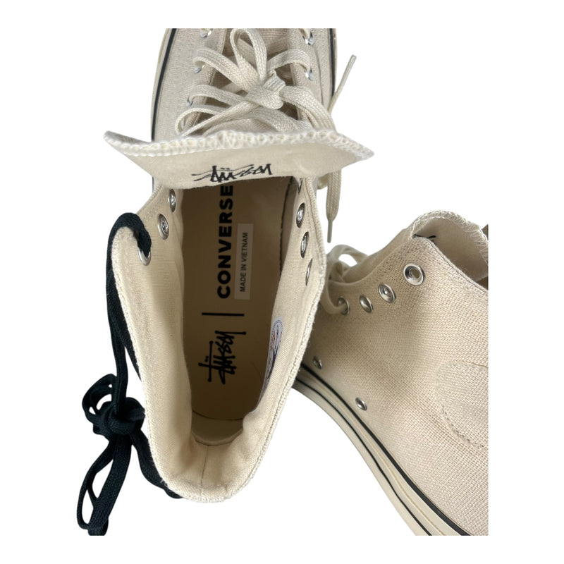 STUSSY/Hi-Sneakers/US 10/Cotton/WHT/pearl logo