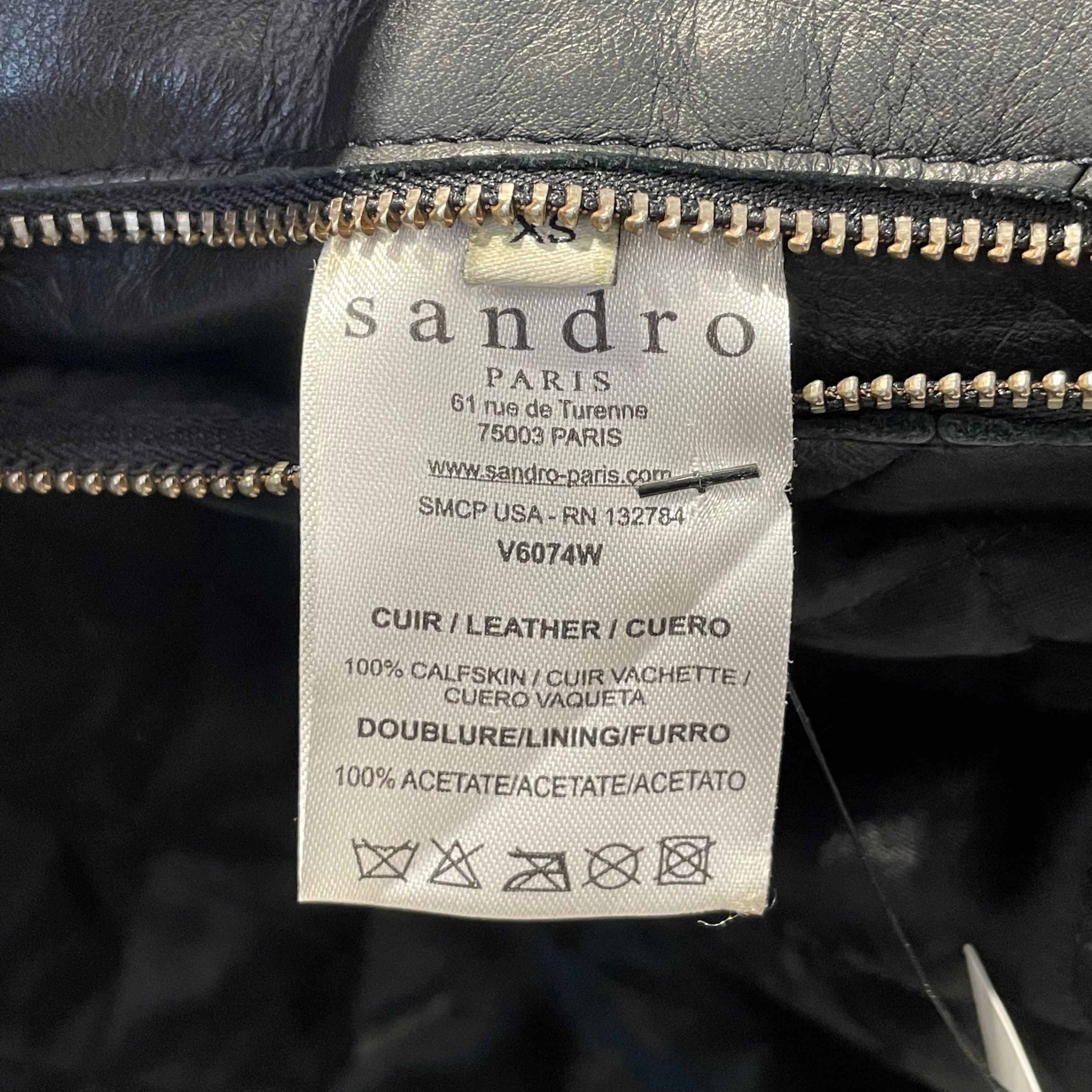 sandro/Jacket/XS/Leather/BLK/Daytona Black Moto Jacket view 4