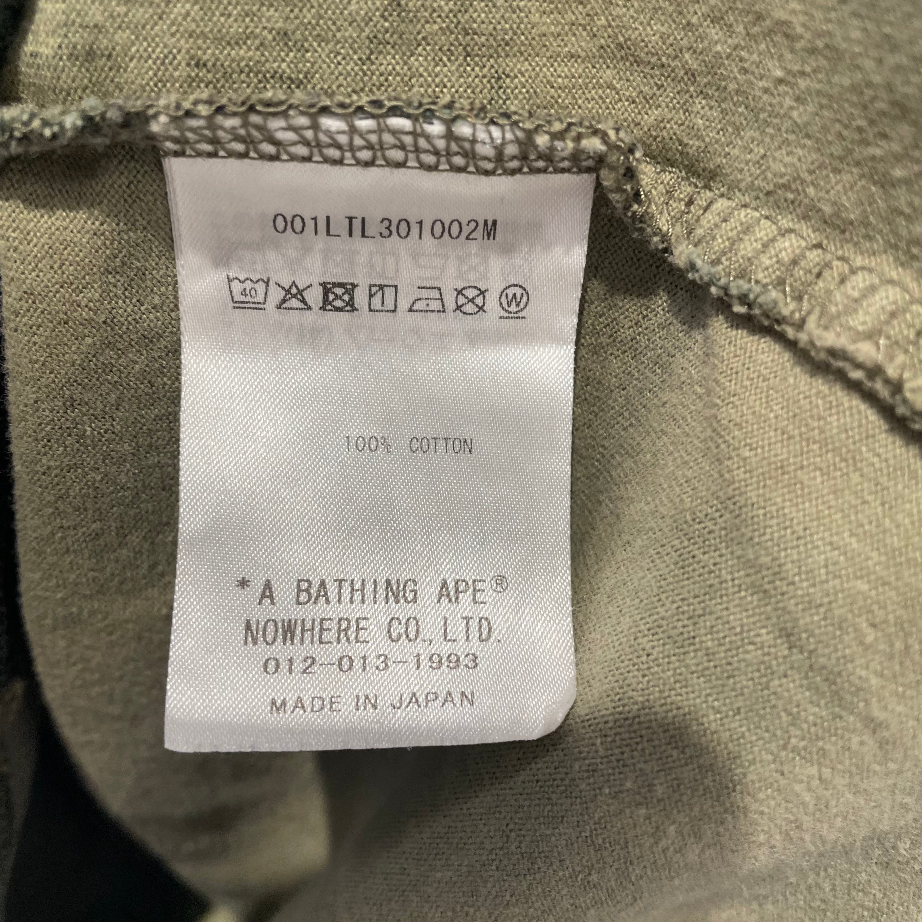 A BATHING APE/LS T-Shirt/S/Cotton/GRN/Camouflage/tribal camo ape embroider view 4