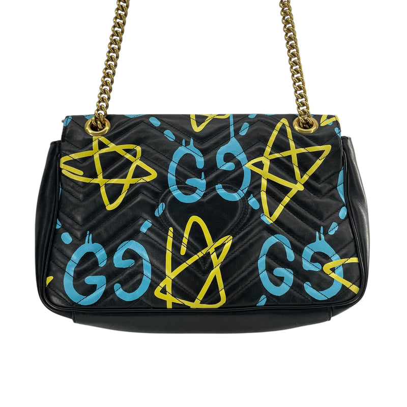 GUCCI/Hand Bag/All Over Print/Leather/BLK/MARMONT DRAWING LOGO