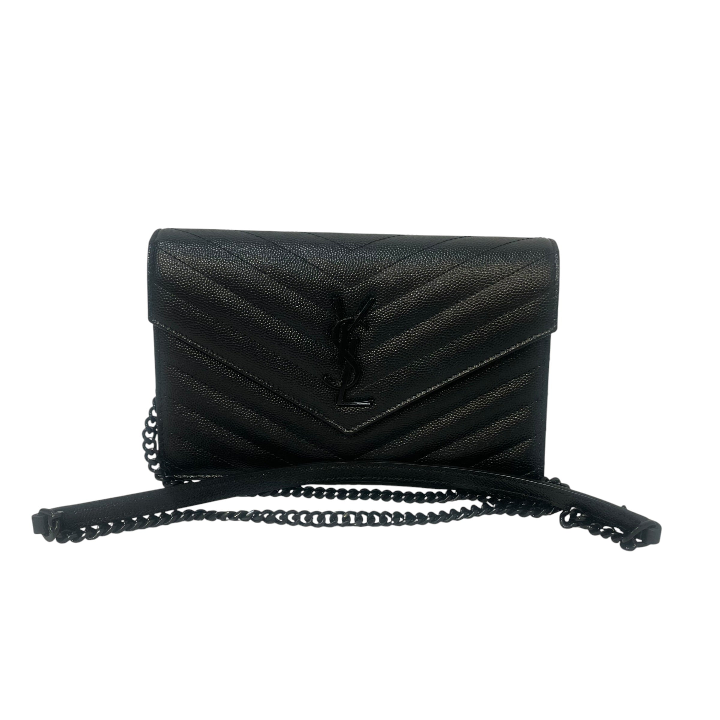 YVES SAINT LAURENT/Cross Body Bag/Monogram/Leather/BLK/Chain Wallet Cassandra Style view 1