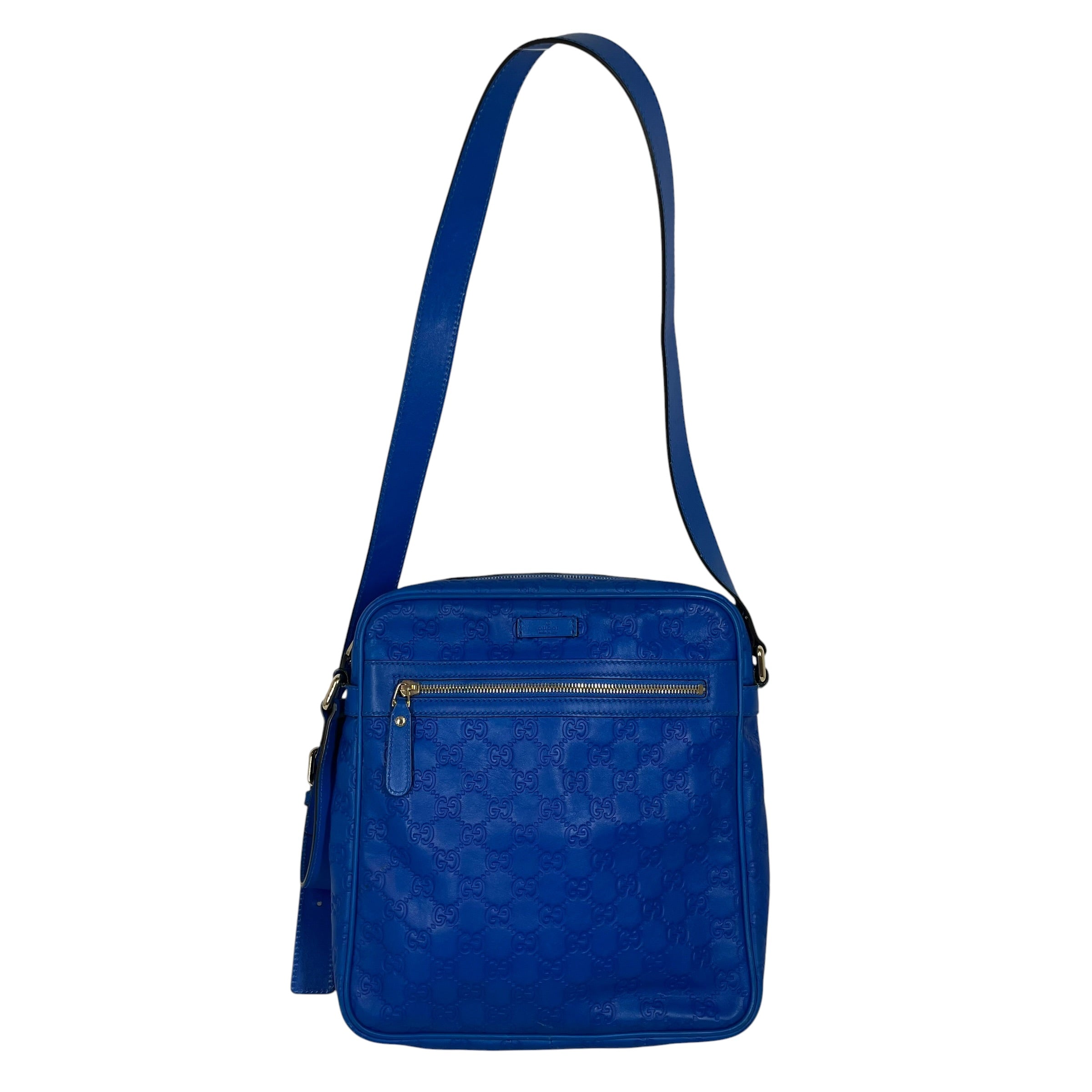 GUCCI/Cross Body Bag/Monogram/Leather/BLU/DIAMANTE LEATHER HILARY MESSAG view 1