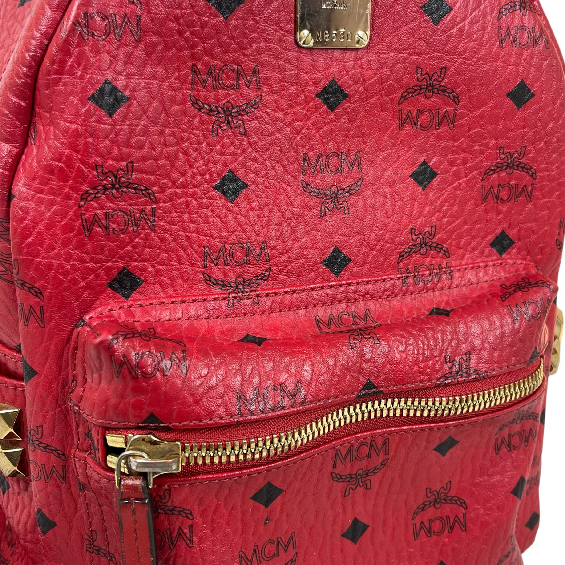 MCM/Backpack/Monogram/RED/Leather Studded view 6