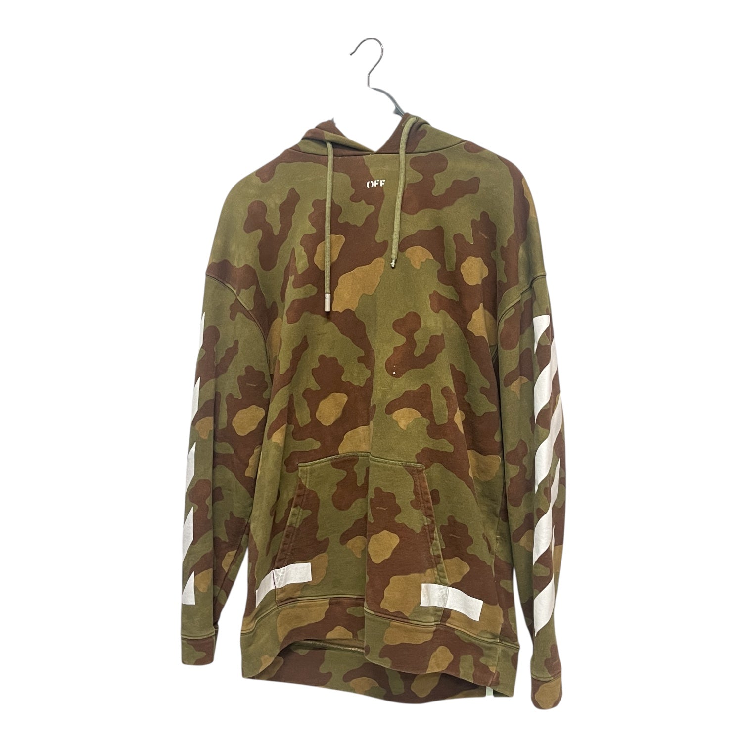 OFF-WHITE/Hoodie/XS/Camouflage/Cotton/GRN/ARROW LOGO ON BACK view 1
