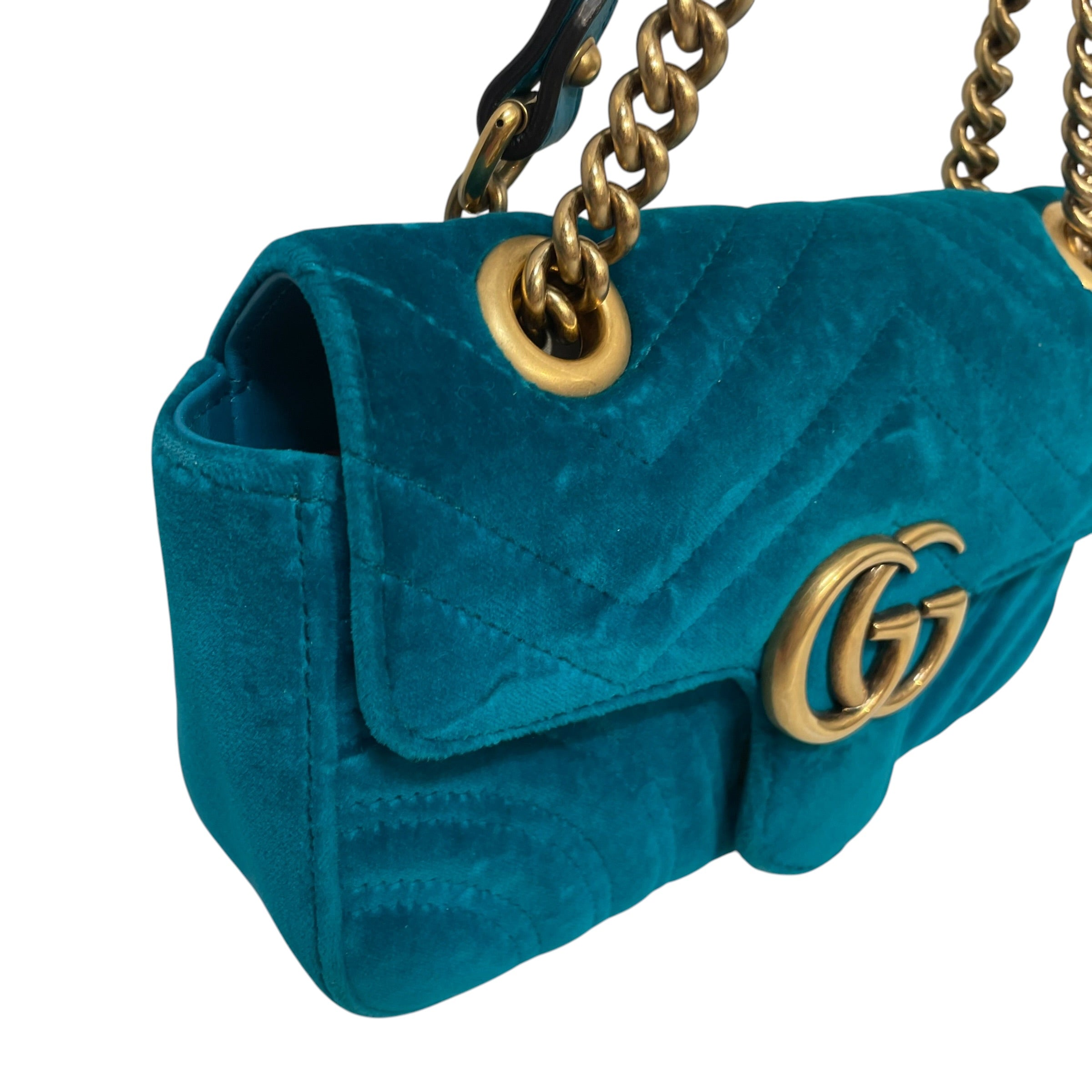 GUCCI/Cross Body Bag/Suede/BLU/marmont matelasse velvet view 6