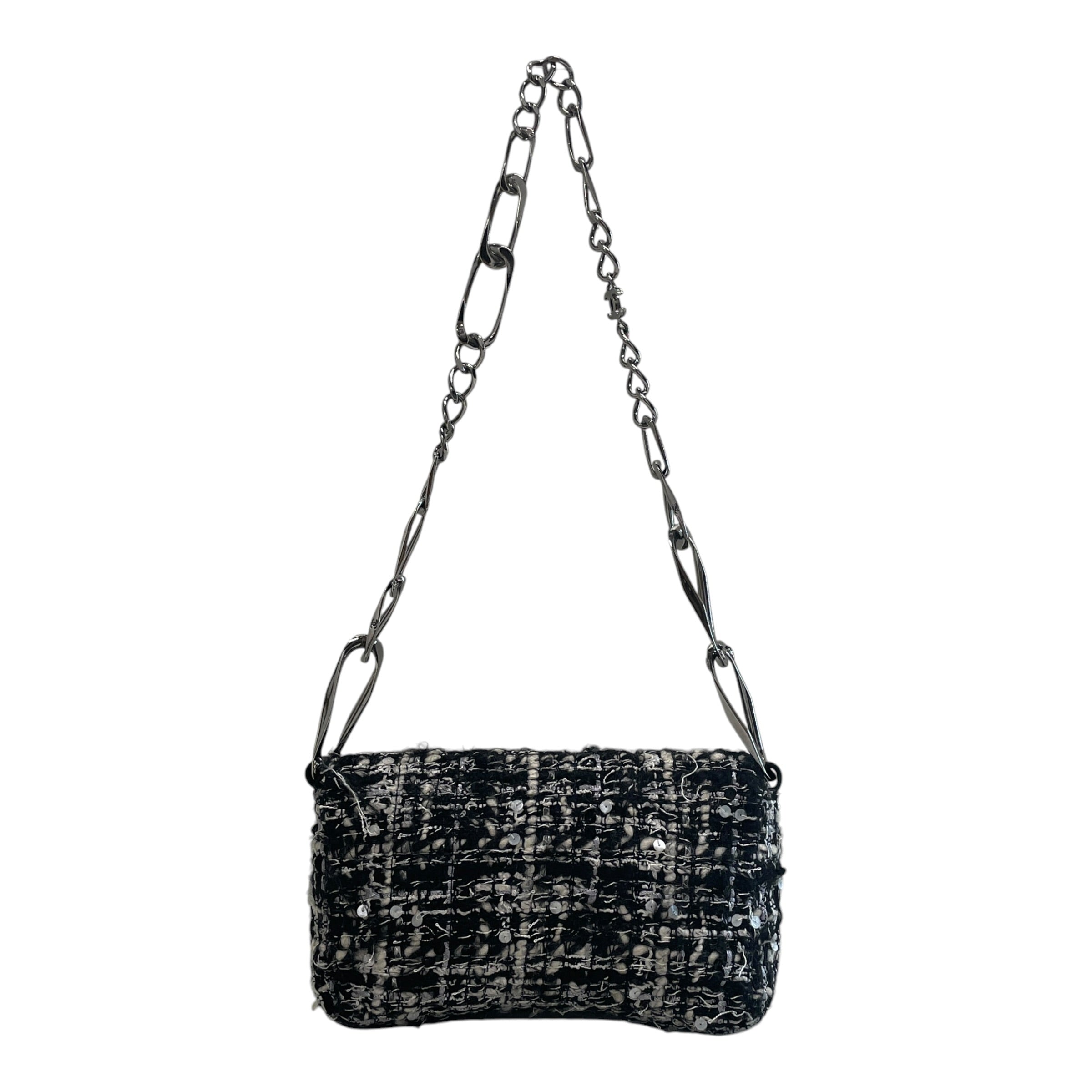 CHANEL/Hand Bag/Stripe/Cotton/BLK/tweed, cq884h4 view 2