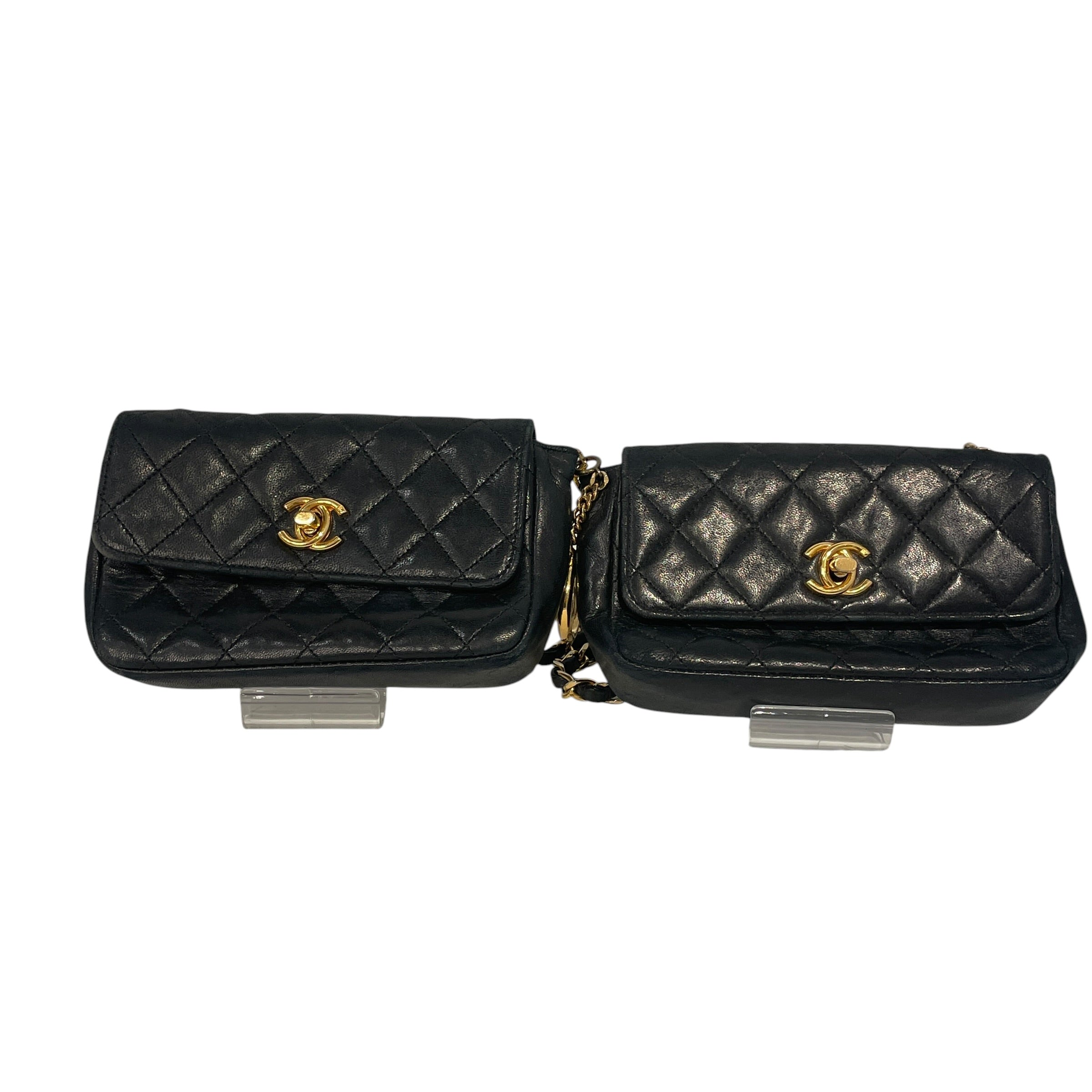 CHANEL/Cross Body Bag/Leather/BLK/Double Bag/5 Charm view 3