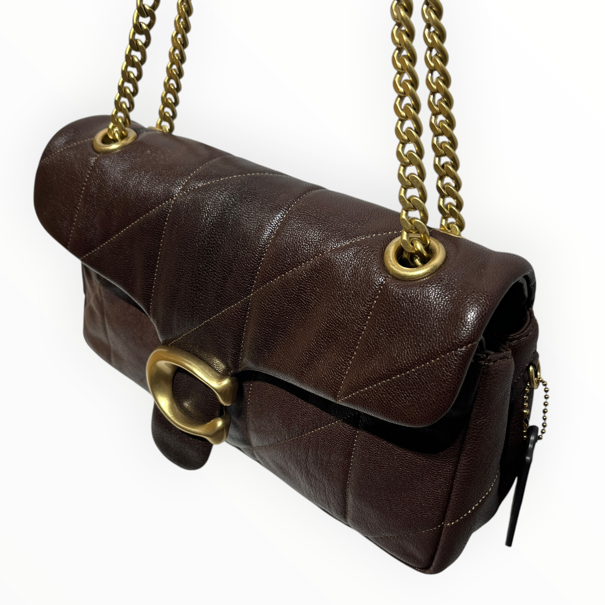 COACH/Hand Bag/Leather/BRW/tabby gold chain view 5