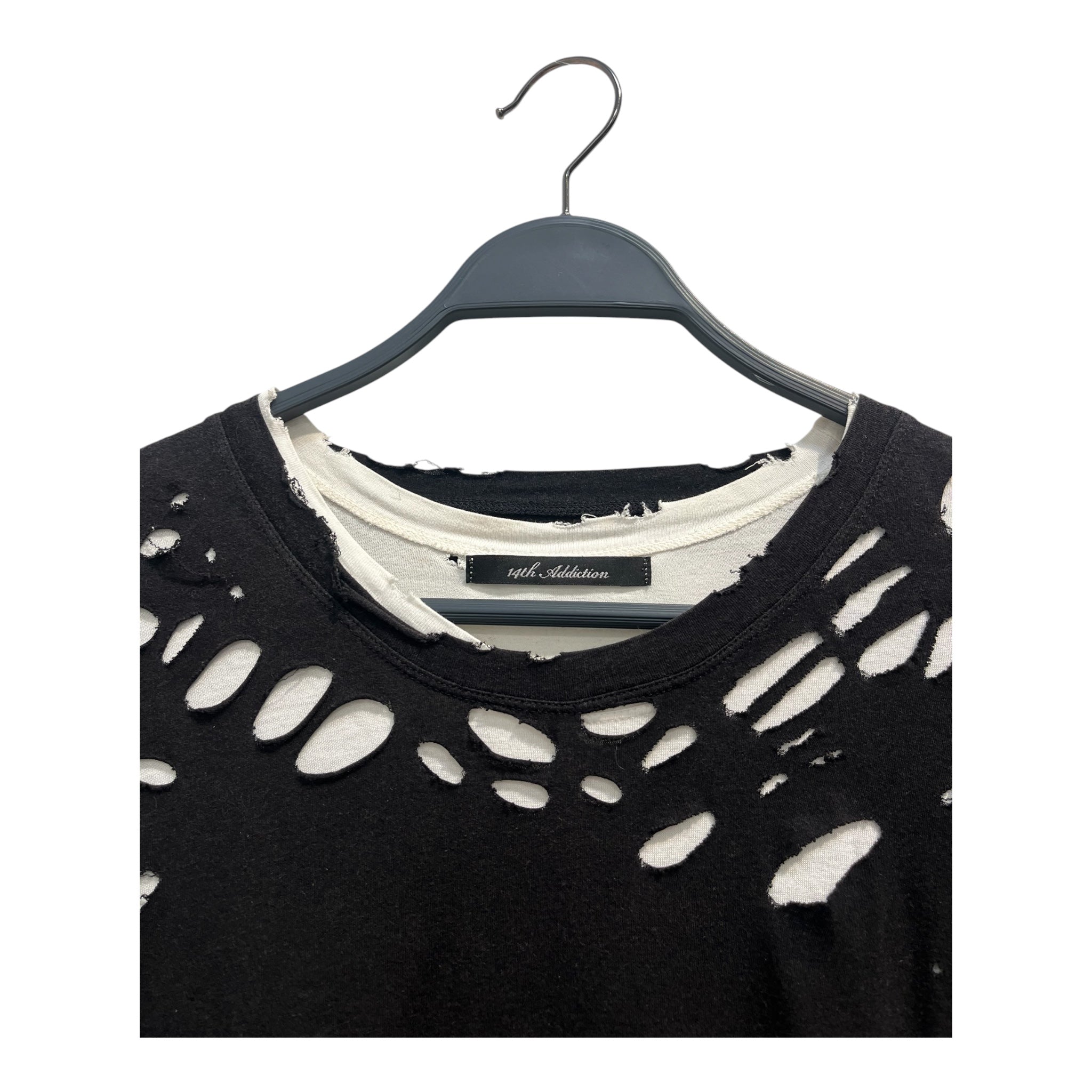 14th Addiction/T-Shirt/L/Cotton/BLK/whit shirt inside distressed view 3