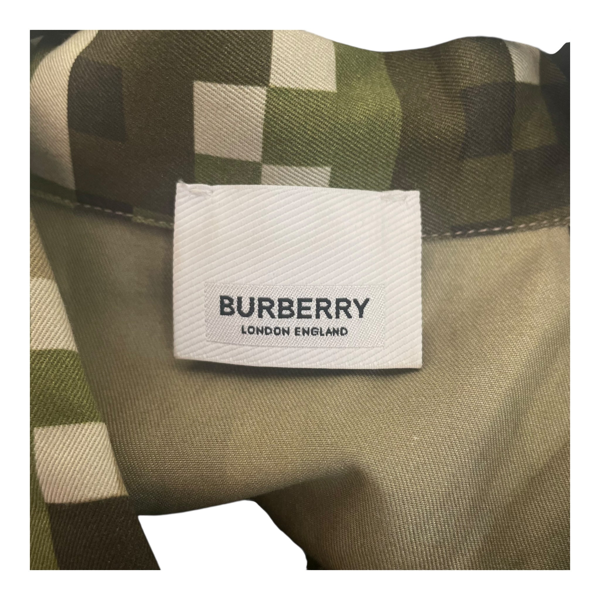 BURBERRY LONDON/SS Shirt/S/Cotton/GRN/Camouflage/ZIP PULLOEVER view 3