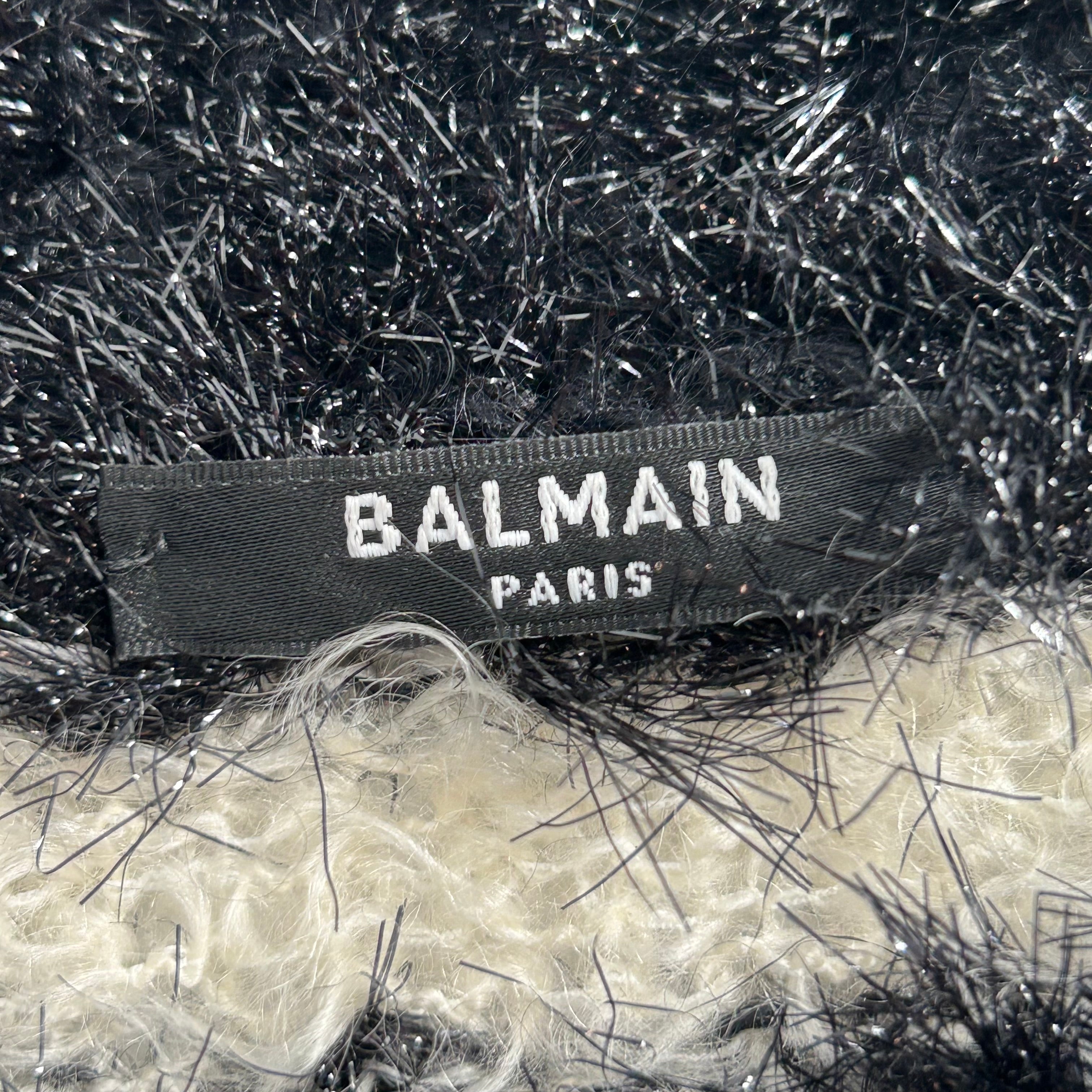BALMAIN/Cardigan/38/Stripe/Wool/WHT/STRIPED B&W KN000KC29 view 3