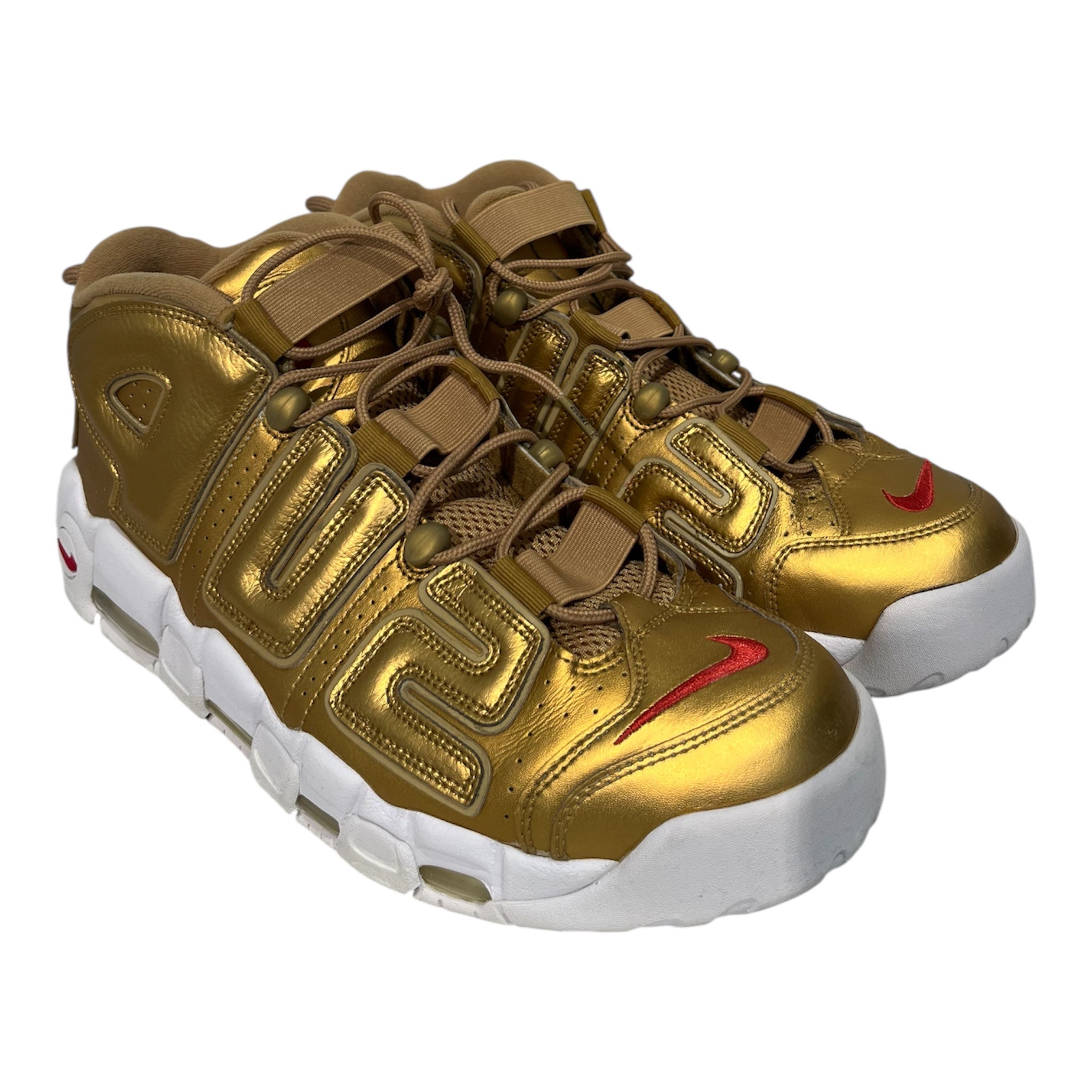 NIKE/Supreme/Hi-Sneakers/US 13/Faux Leather/GLD/U-Tip/902290-700 more uptempo gold view 1