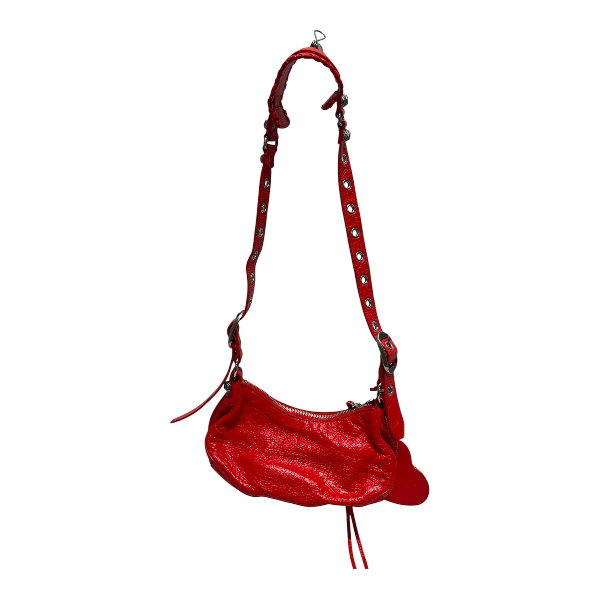 BALENCIAGA/Cross Body Bag/Leather/RED/cagole red w silver chain view 2