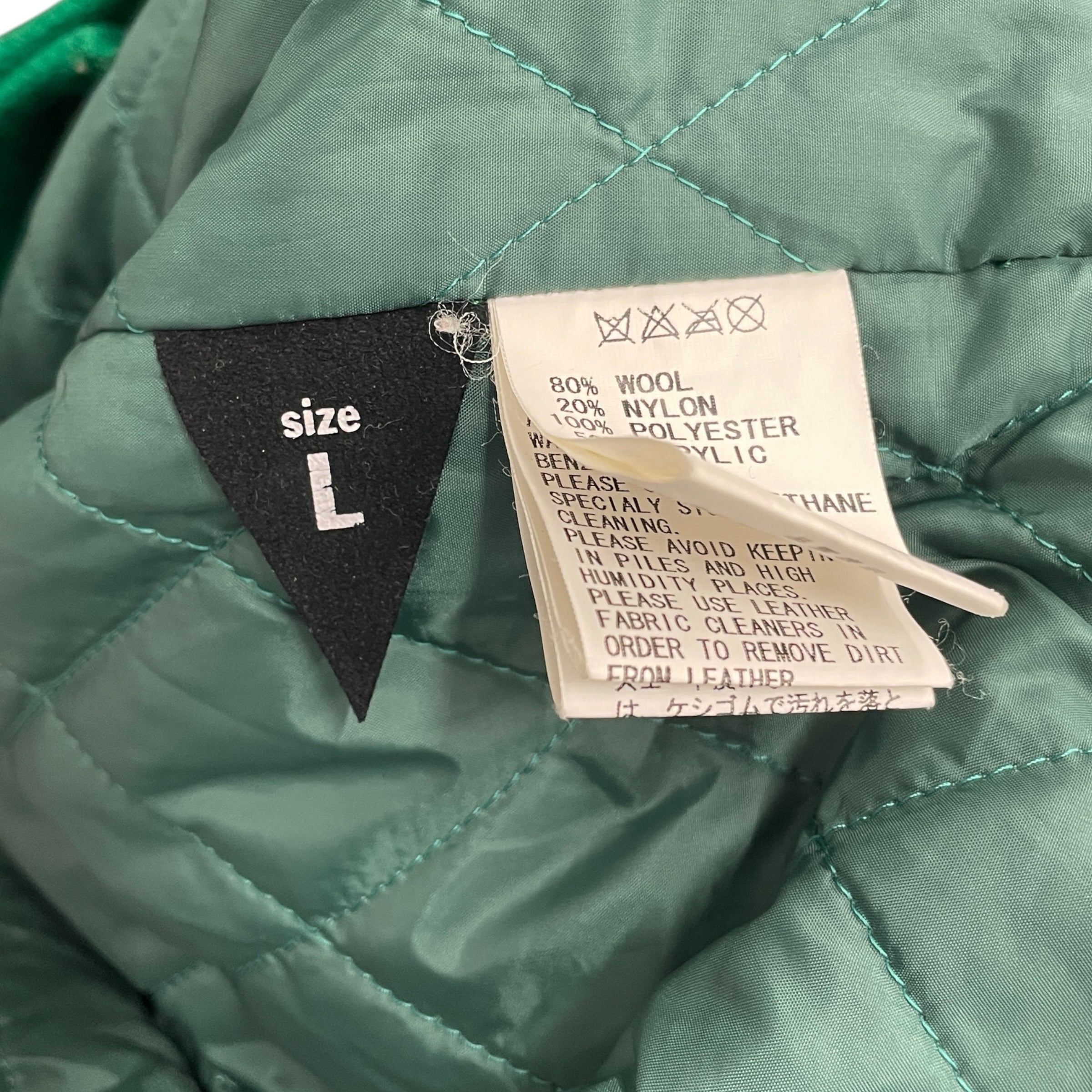 BILLIONAIRE BOYS CLUB/Baseball Jkt/L/Wool/GRN/VINTAGE PINK TRIM VARSITY view 3