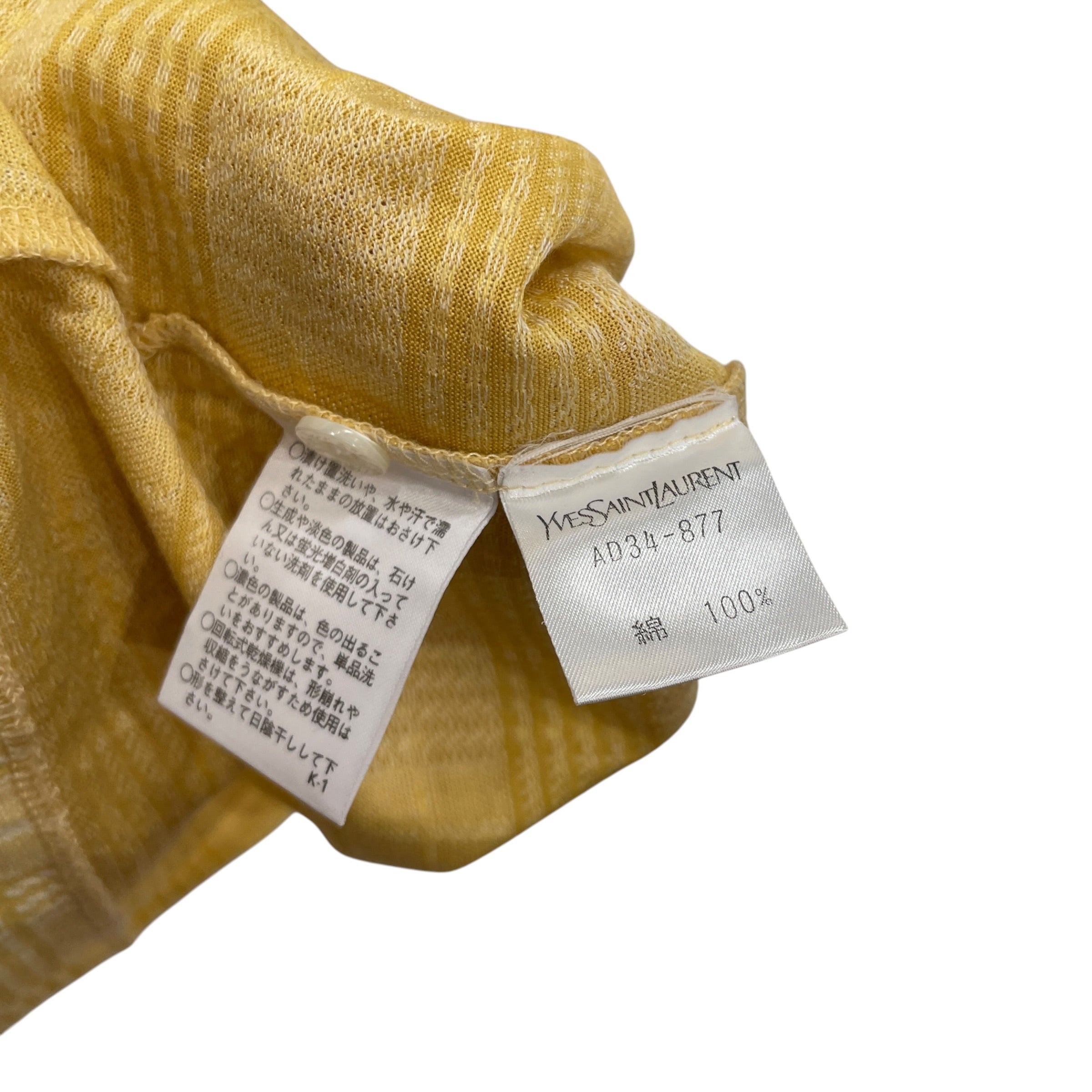 YVES SAINT LAURENT/Polo Shirt/L/Cotton/YEL/All Over Print/CHECK POLO/CRM LOGO view 4