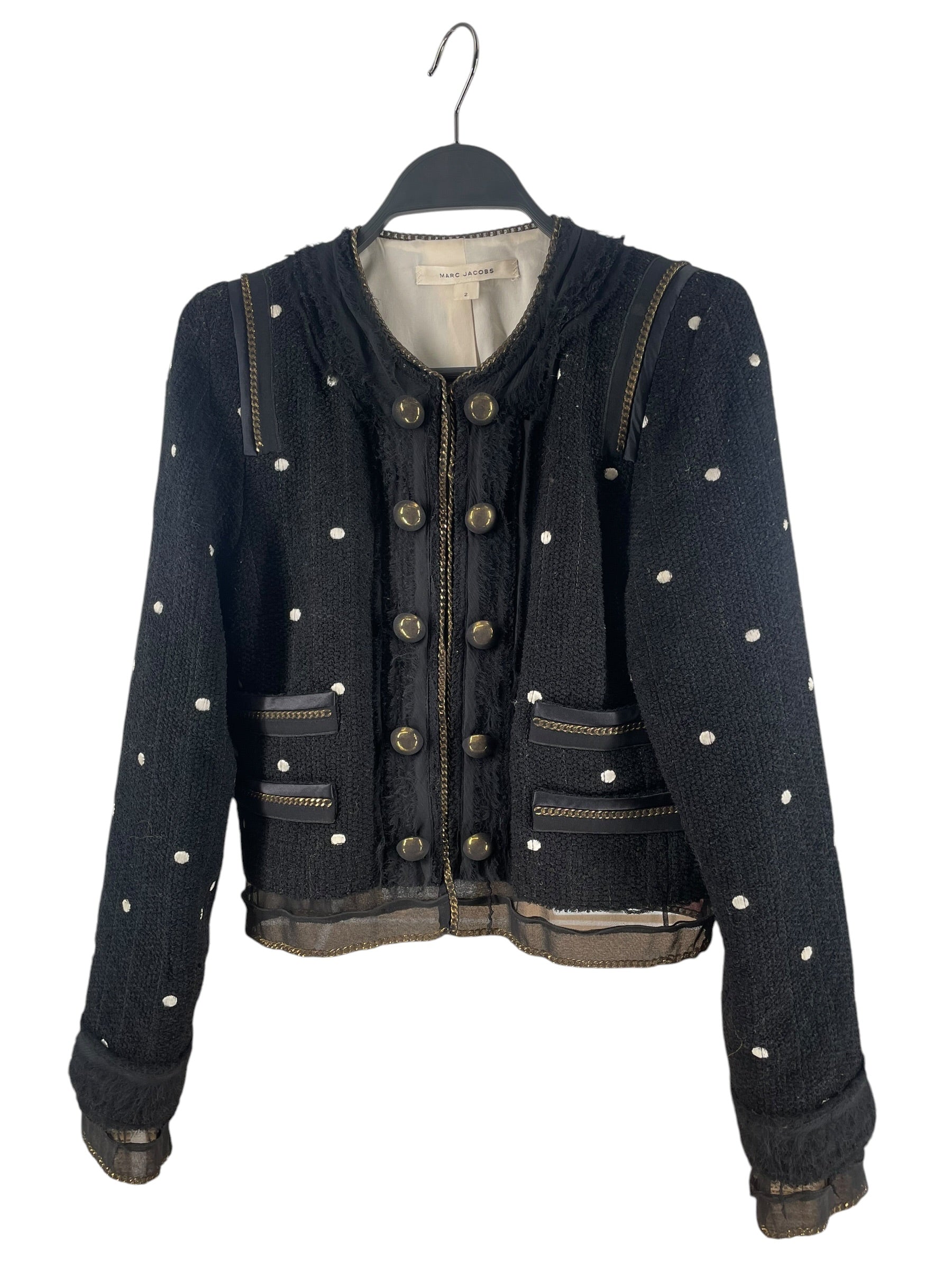 MARC JACOBS/Jacket/2/Wool/BLK/POLKA DOT GOLD CHAIN DETAILS view 1