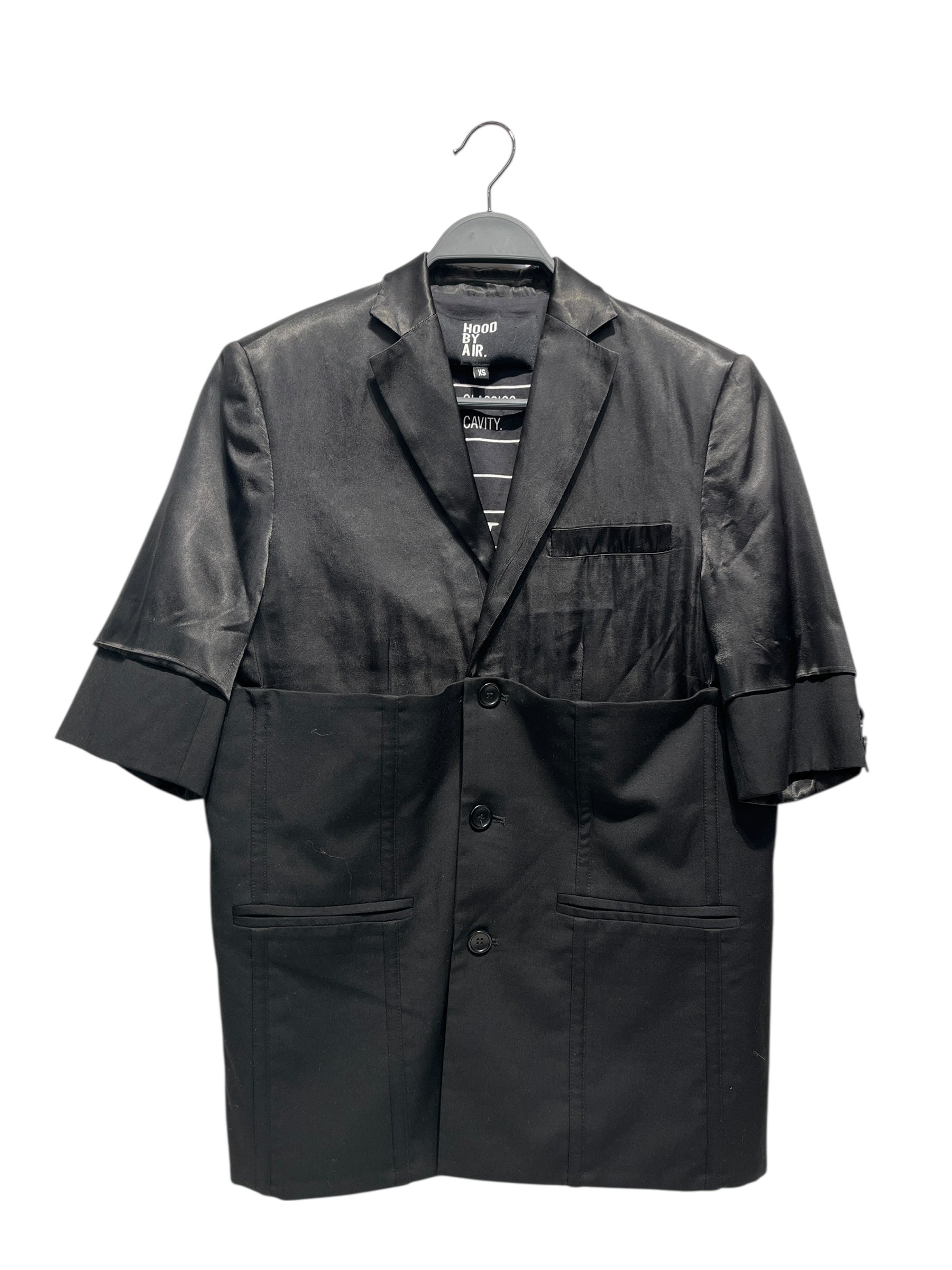 HOOD BY AIR./SS Shirt/XS/Polyester/BLK/DOUBLE DECONSTRUCTED RUNWAY view 1
