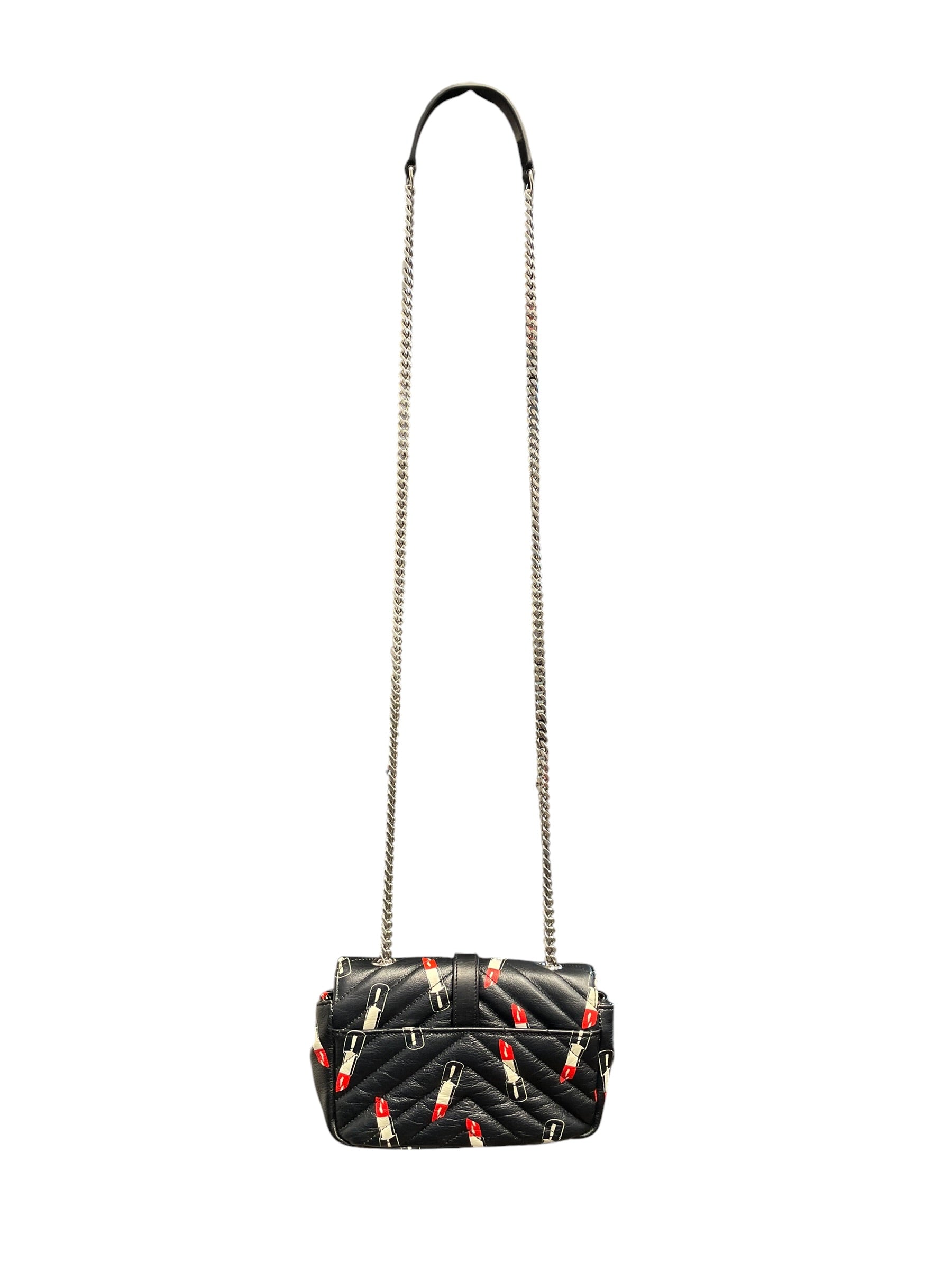 SAINT LAURENT/Cross Body Bag/All Over Print/Leather/BLK/LIP STICK view 2