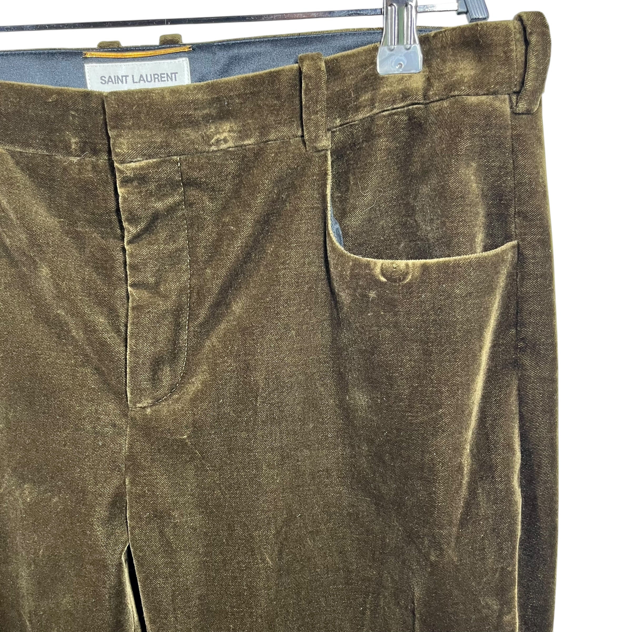 SAINT LAURENT/Pants/42/Cotton/BRW/VELOUR FLARED PANTS view 5