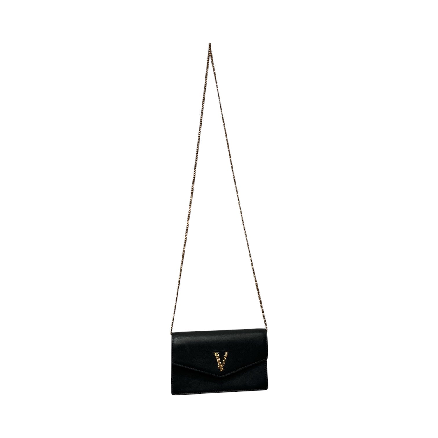 VERSACE/Cross Body Bag/Leather/BLK/lthr crossbody view 1