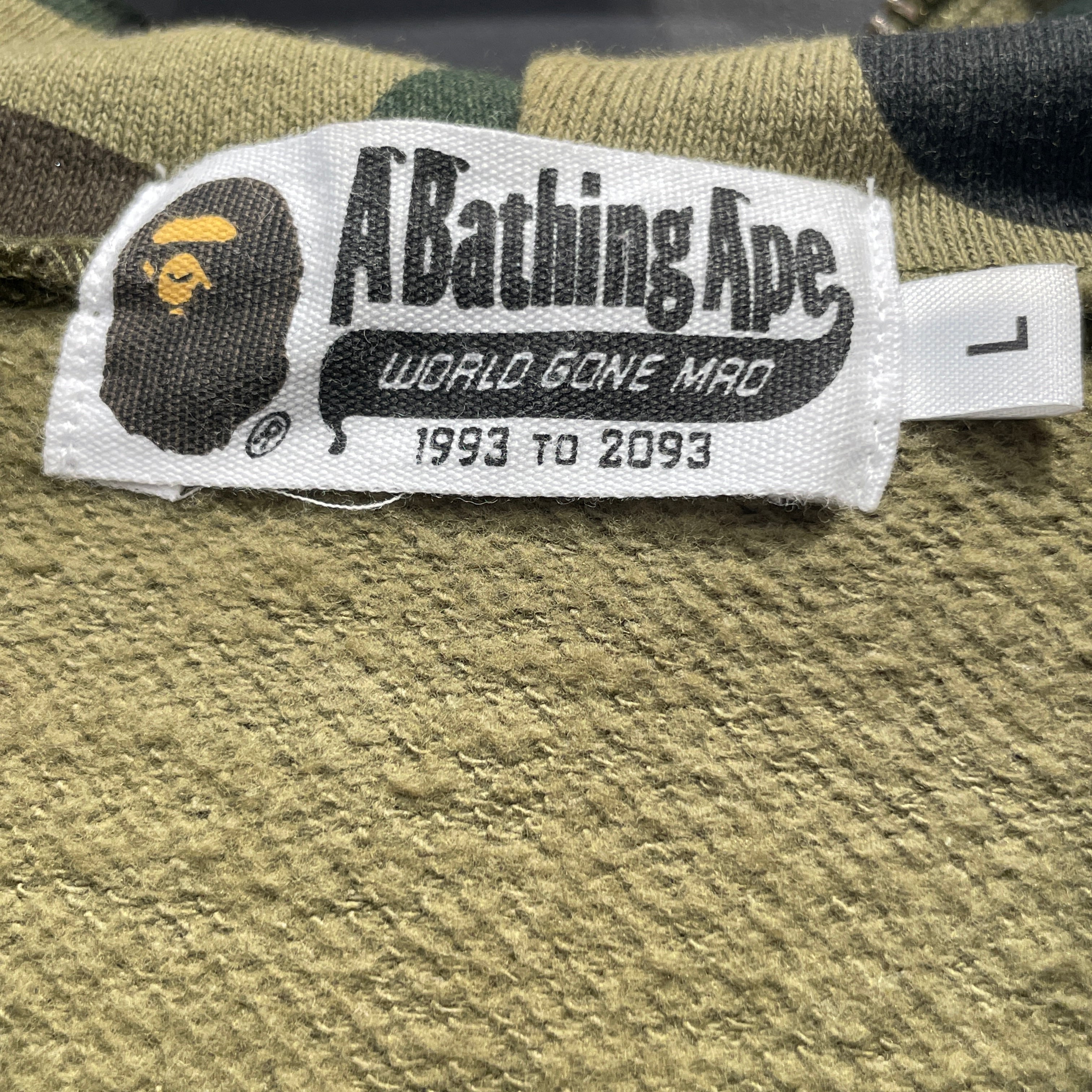 A BATHING APE/Zip Up Hoodie/L/Camouflage/Cotton/GRN/classic hood view 3