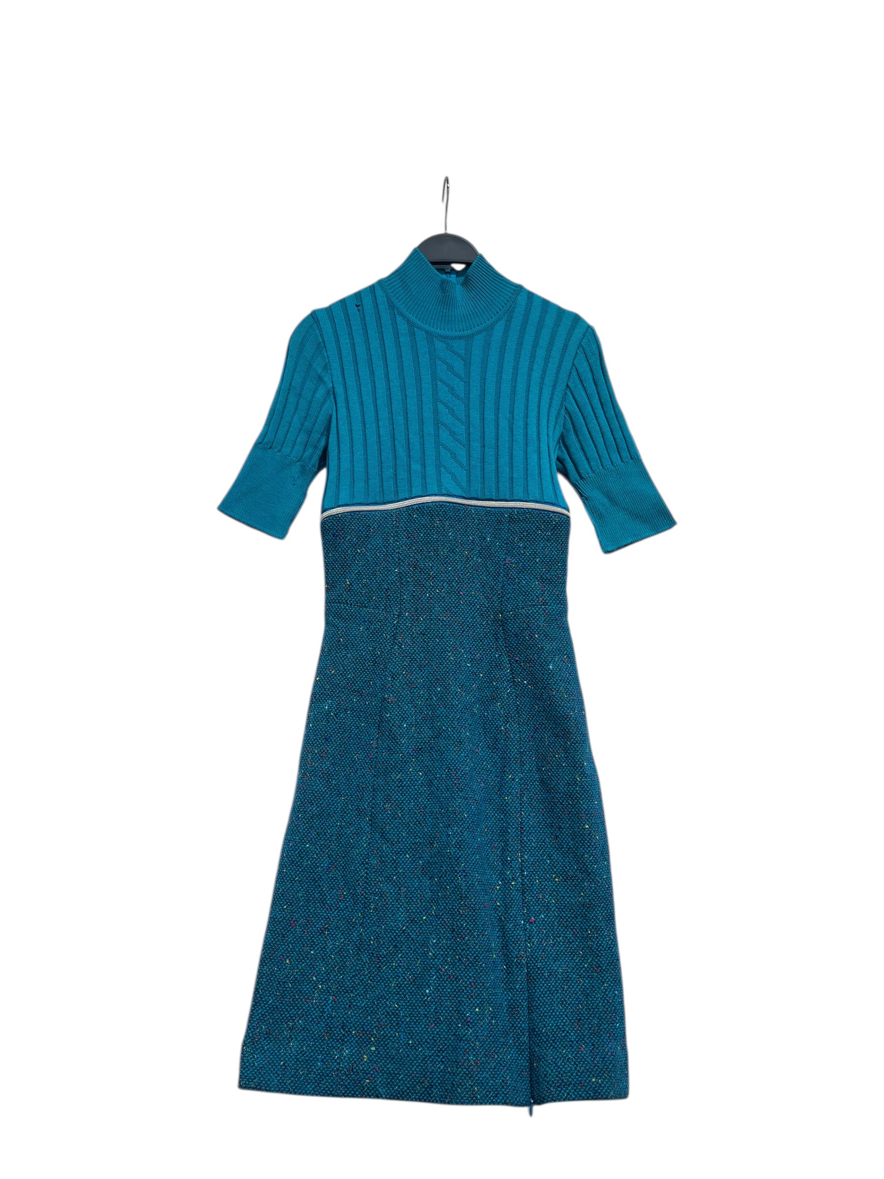 MUGLER/LS Dress/S/Wool/BLU/ZIPPER ON CHEST view 1