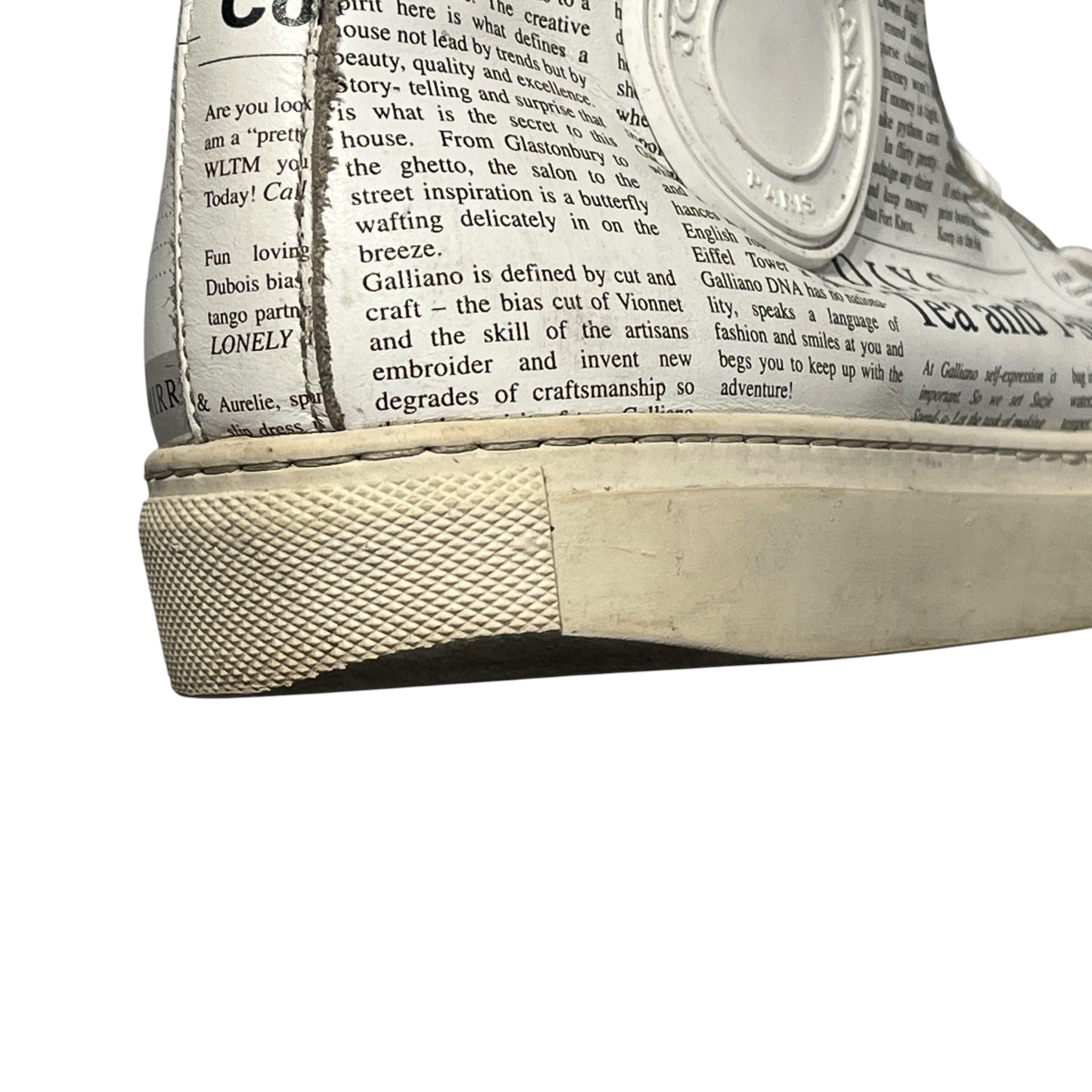 John Galliano/Hi-Sneakers/EU 43/All Over Print/Leather/WHT/newspaper sneaker view 4