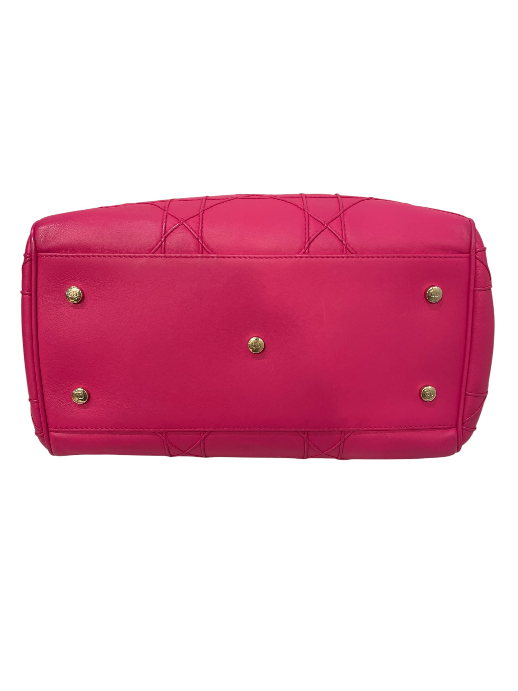 Christian Dior/Boston Bag/Leather/Pink/17-BO-0173 piping details view 3