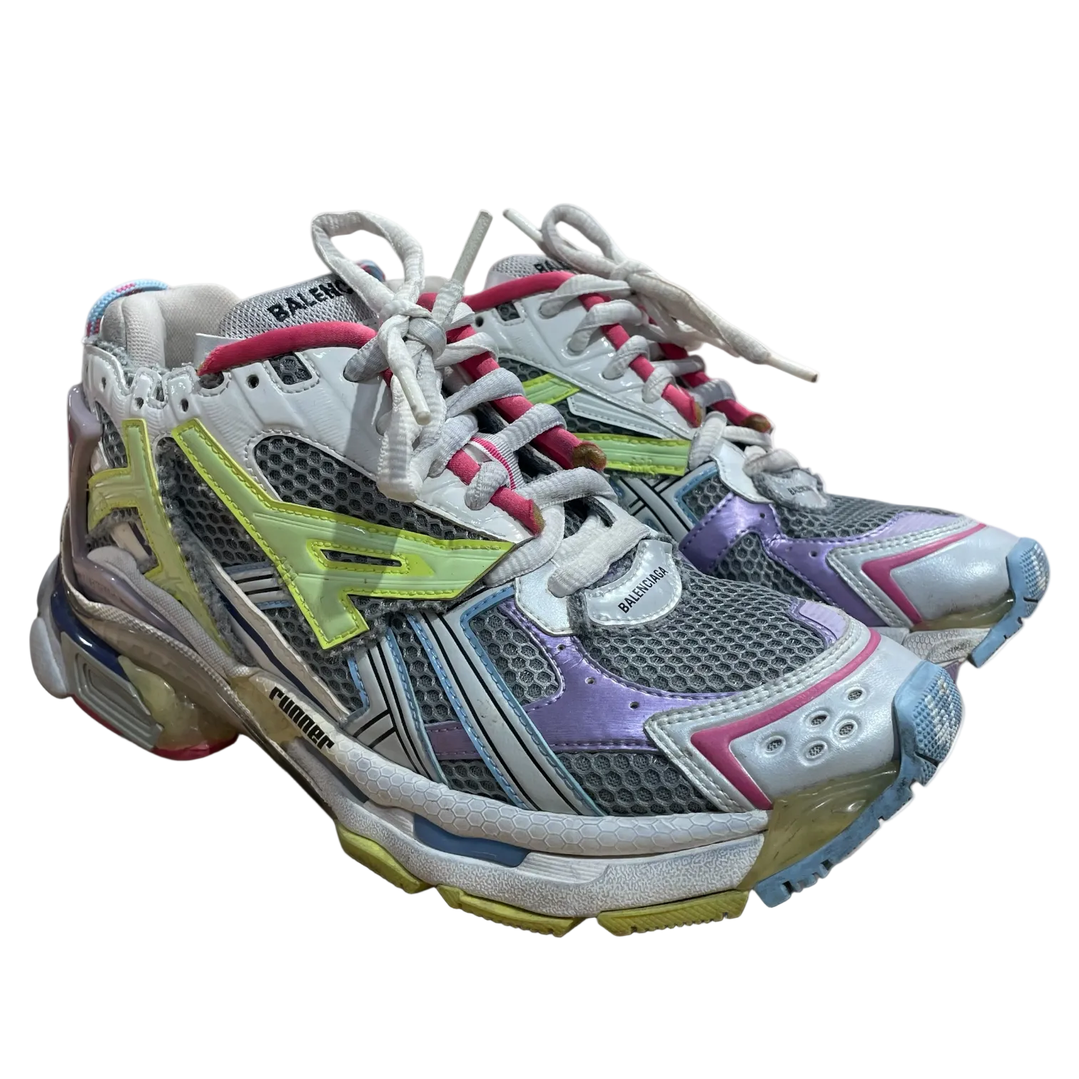 BALENCIAGA/Low-Sneakers/EU 42/Leather/WHT/rainbow runners view 1