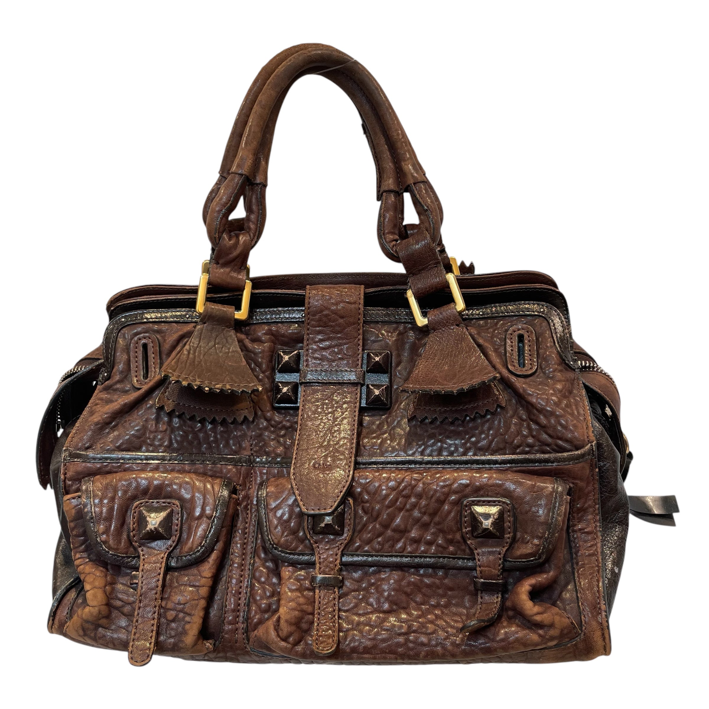 Chloe/Luggage/Leather/BRW/Elvire brown/studded leather/ view 1