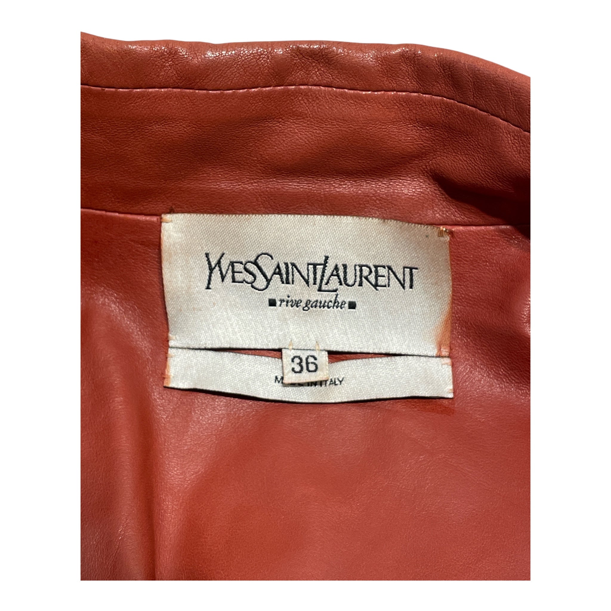 YVES SAINT LAURENT/Leather Jkt/36/Leather/RED/vintage/stitching view 3
