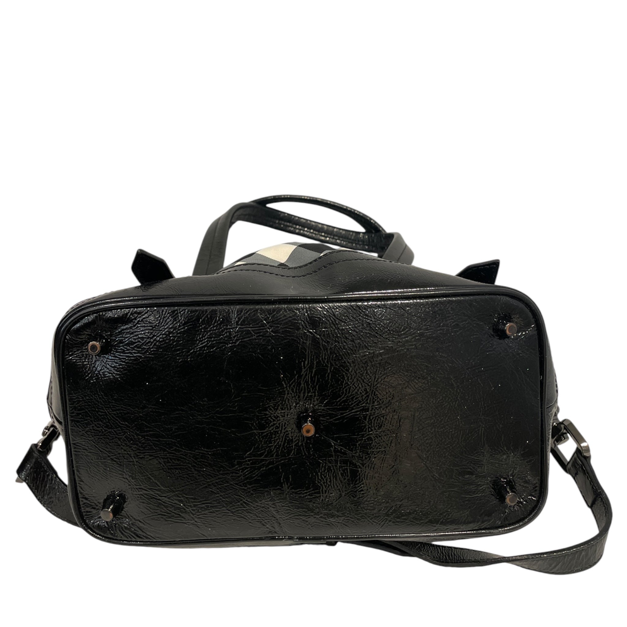 BURBERRY/Cross Body Bag/Plaid/Leather/BLK/White/Grey/Black Plaid view 3