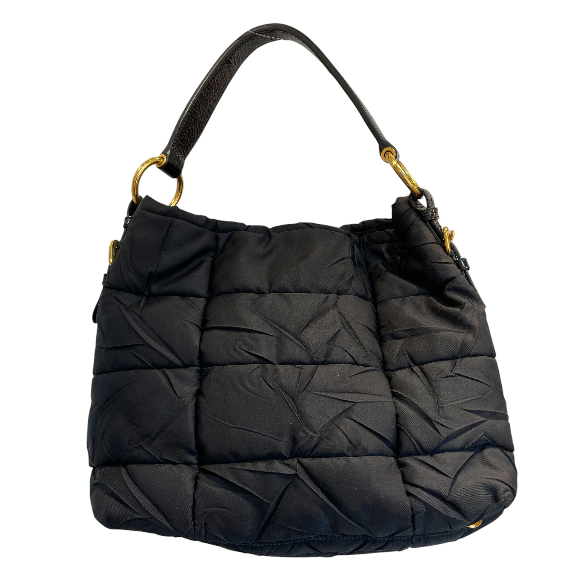 PRADA/Hand Bag/BLK/NYLON PUFFER HOBO BAG view 2