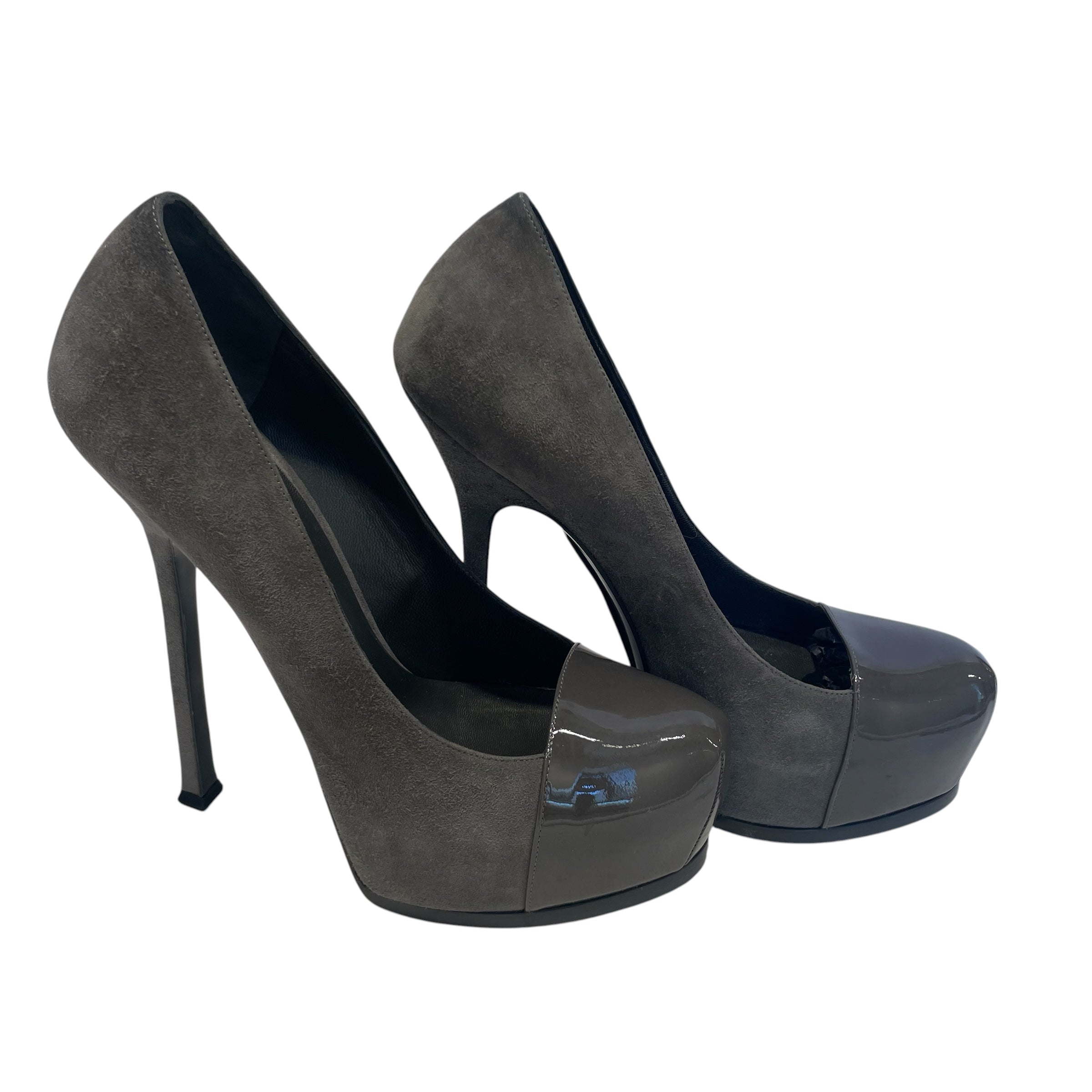 YVES SAINT LAURENT/Heels/EU 39.5/Suede/GRY/tribtoo platform heels view 1