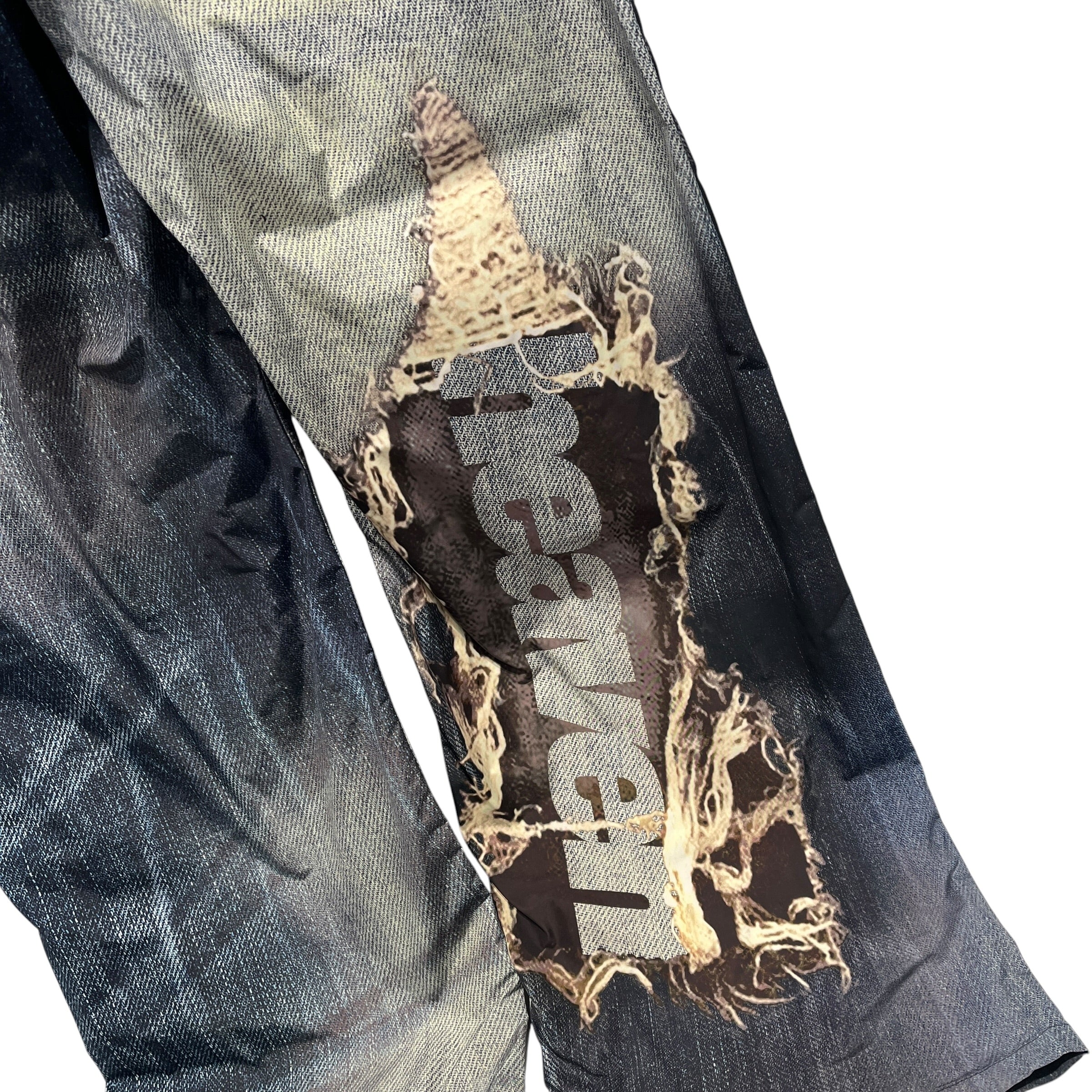 Heaven By Marc Jacobs/Bladee/Straight Pants/S/Graphic/Polyester/BLU/PRINTED DISTRESSD JEAN PANT view 7