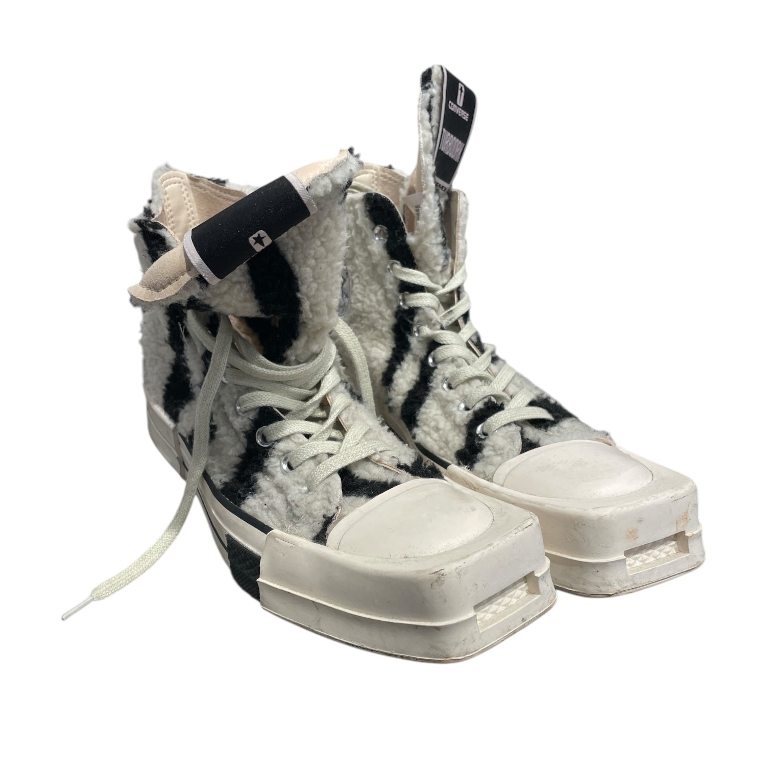 Rick Owens/CONVERSE/Hi-Sneakers/US 8/Animal Pattern/WHT/ZEBRA PRINT view 1