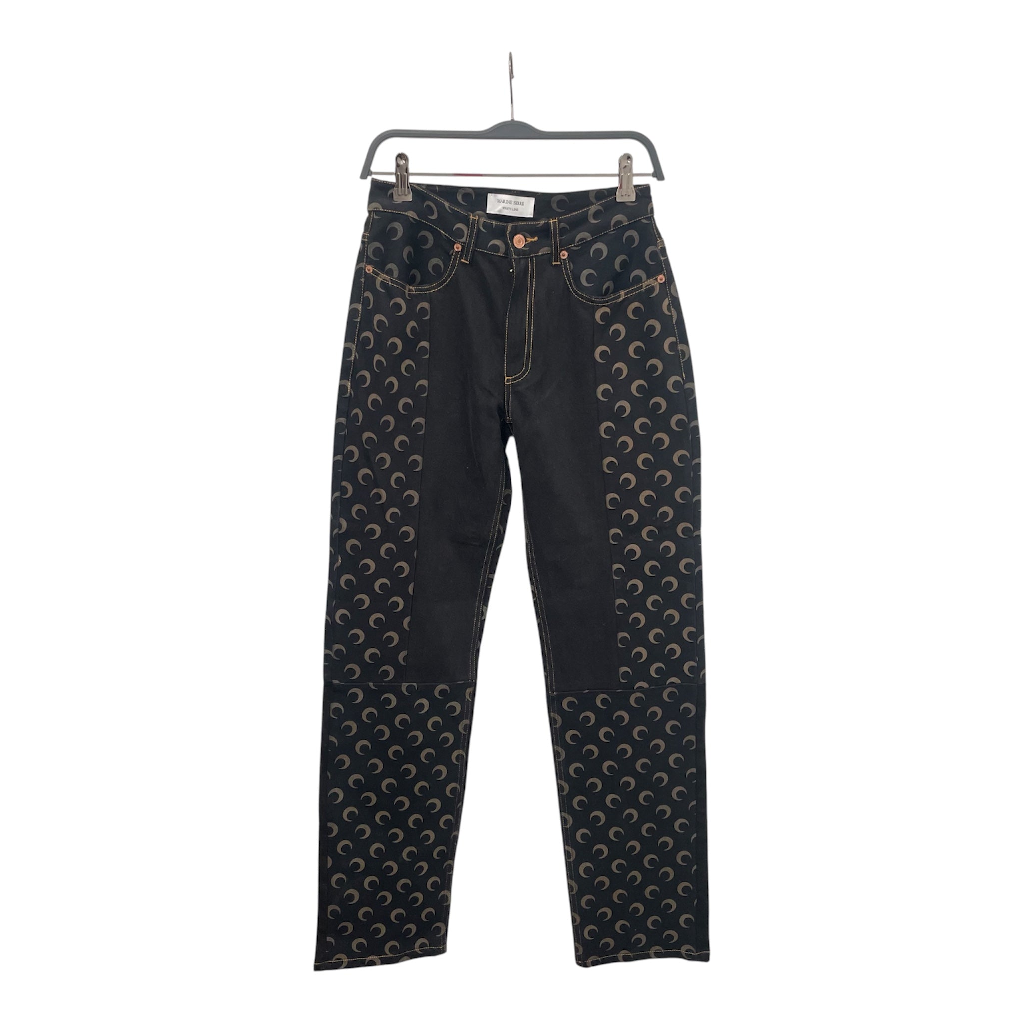 MARINE SERRE/Straight Pants/M/All Over Print/Denim/BLK/C ALL OVER view 1