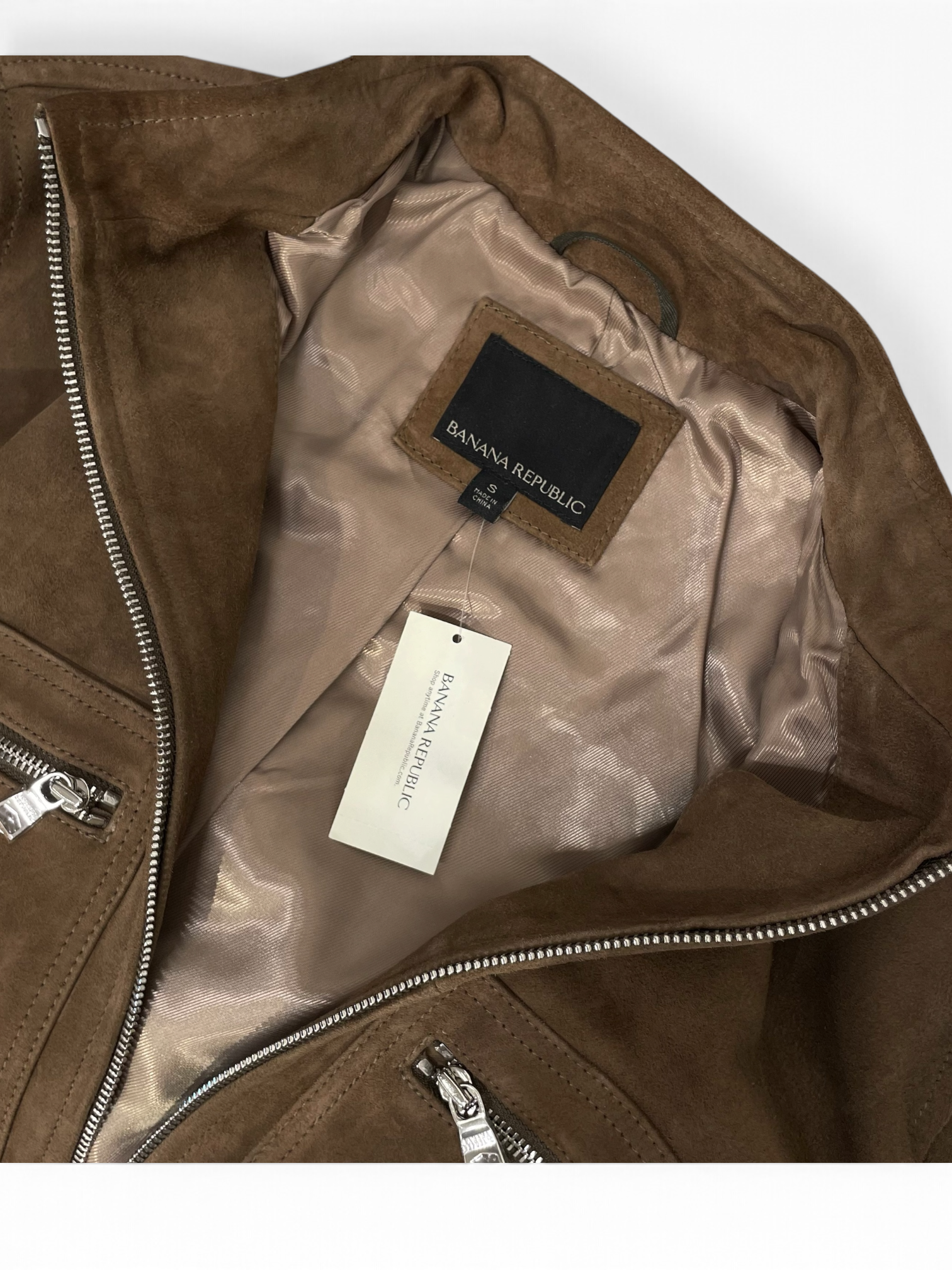 BANANA REPUBLIC/Leather Jkt/S/Suede/KHK/goat suede view 3