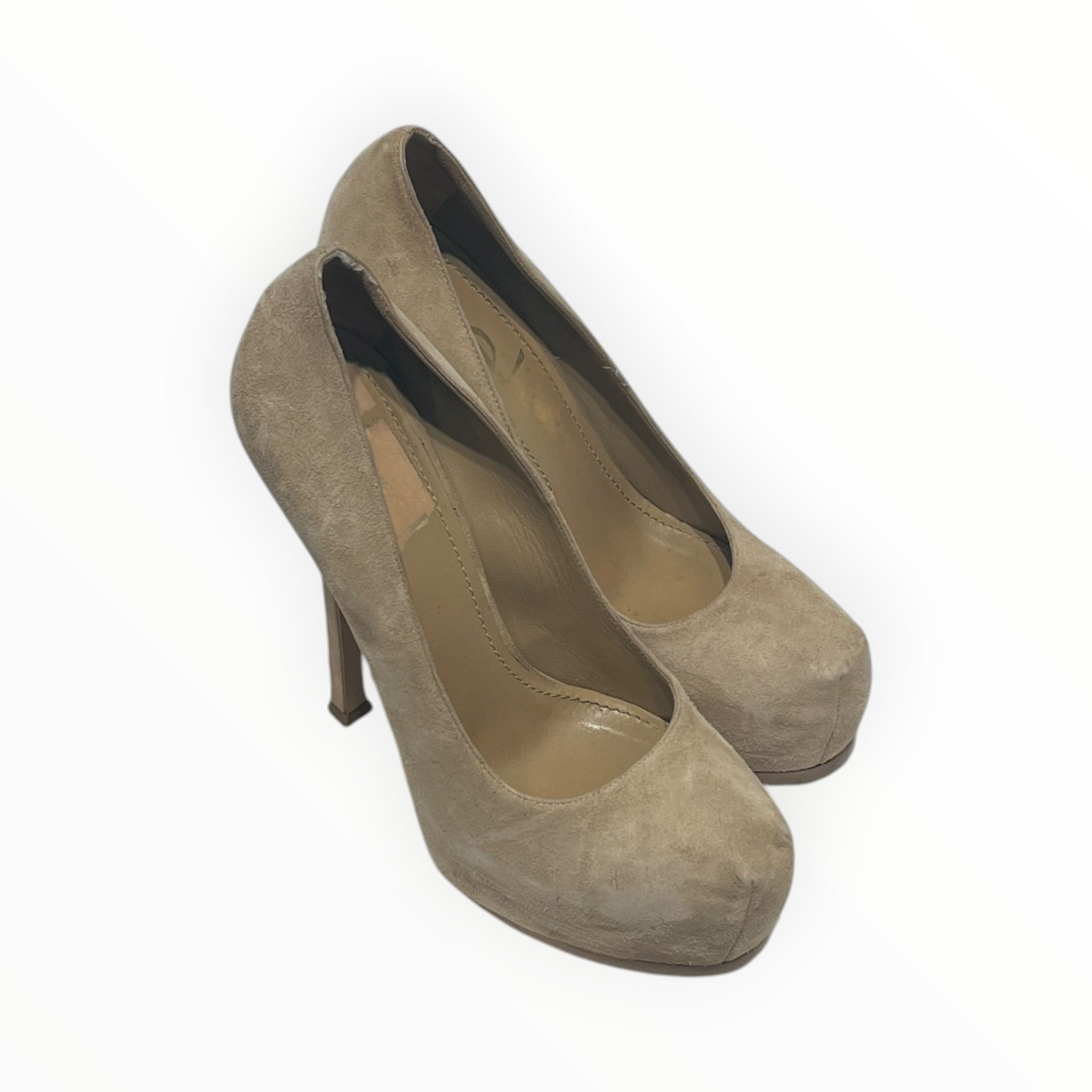 YVES SAINT LAURENT/Heels/EU 37/Suede/BEG/PLATFORM TRIBUTE PUMPS view 1