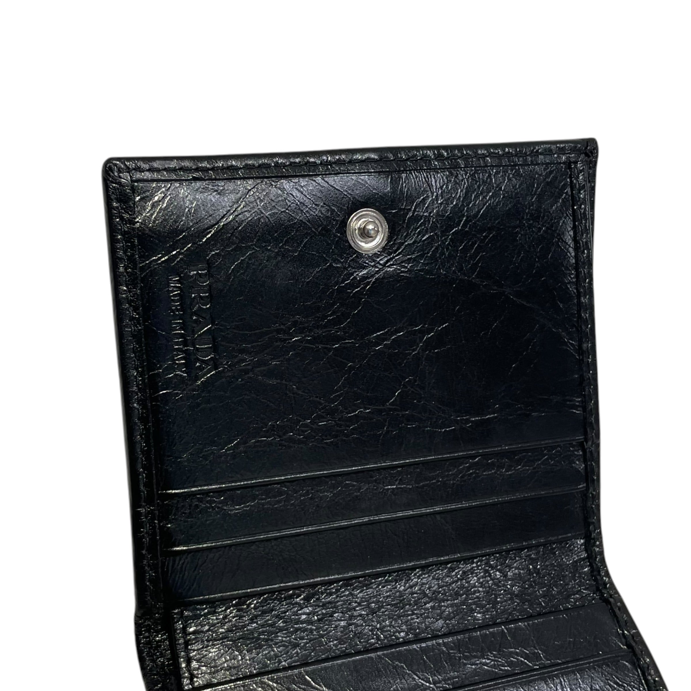 PRADA/Bifold Wallet/Leather/BLK/L's/calfskin/sil/italy/zipper/tass view 6