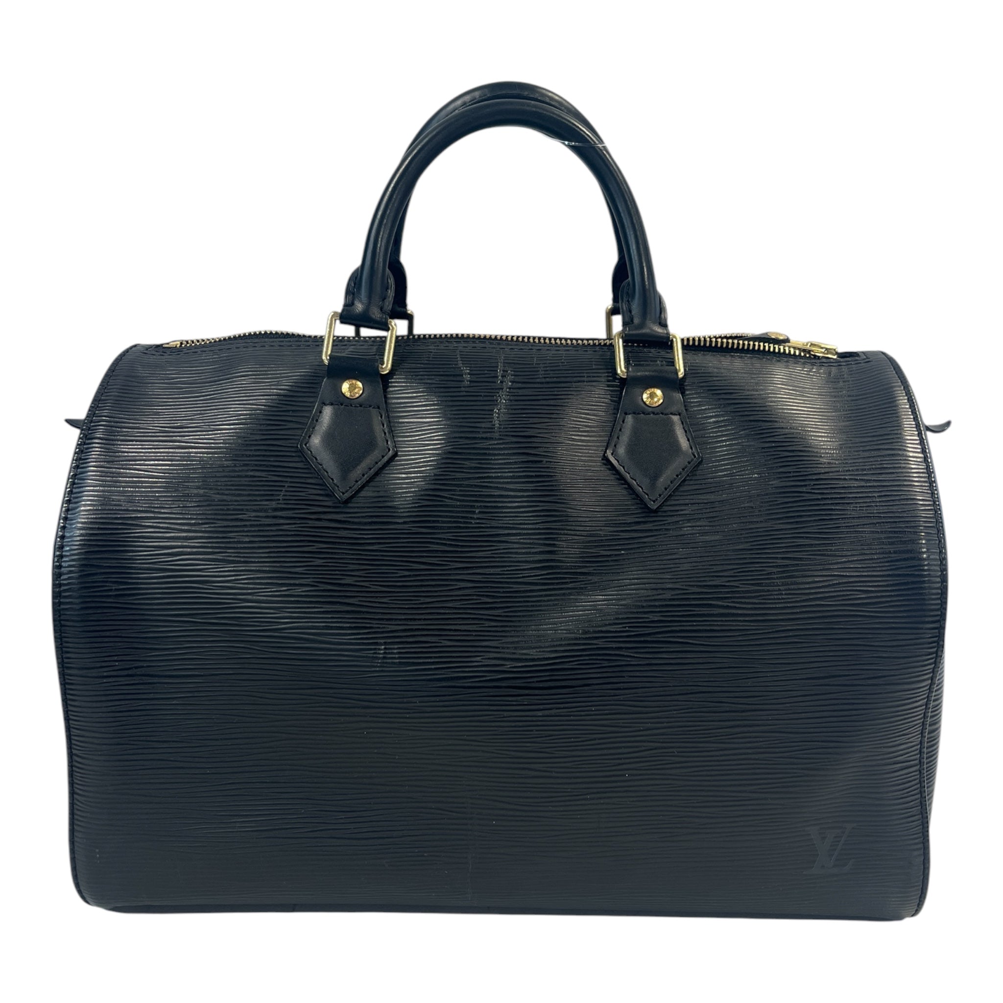LOUIS VUITTON/Tote Bag/Leather/BLK/Jet Black Speedy view 1