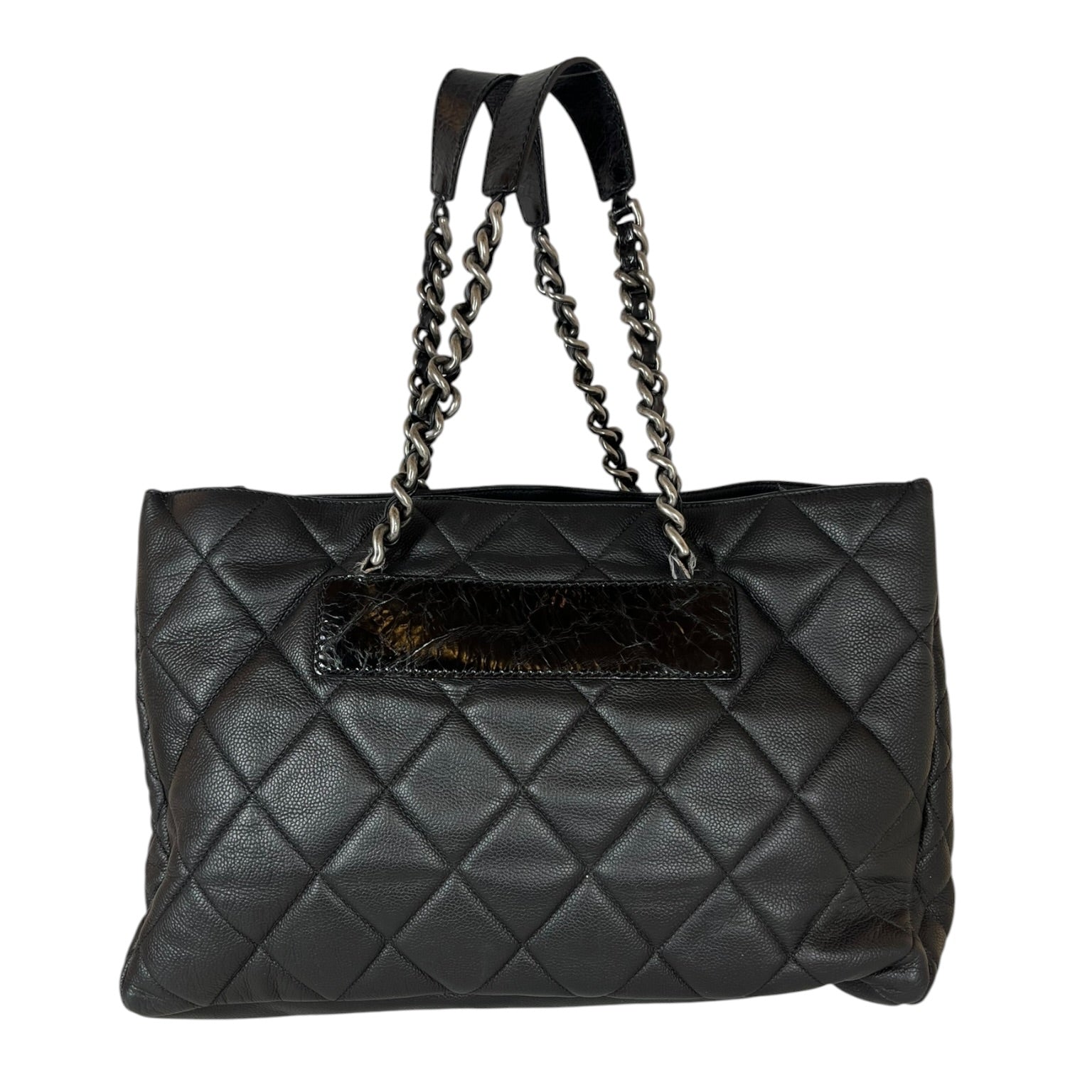 CHANEL/Hand Bag/Leather/BLK/SILVER BRAIDED QUILTED TOTE view 2