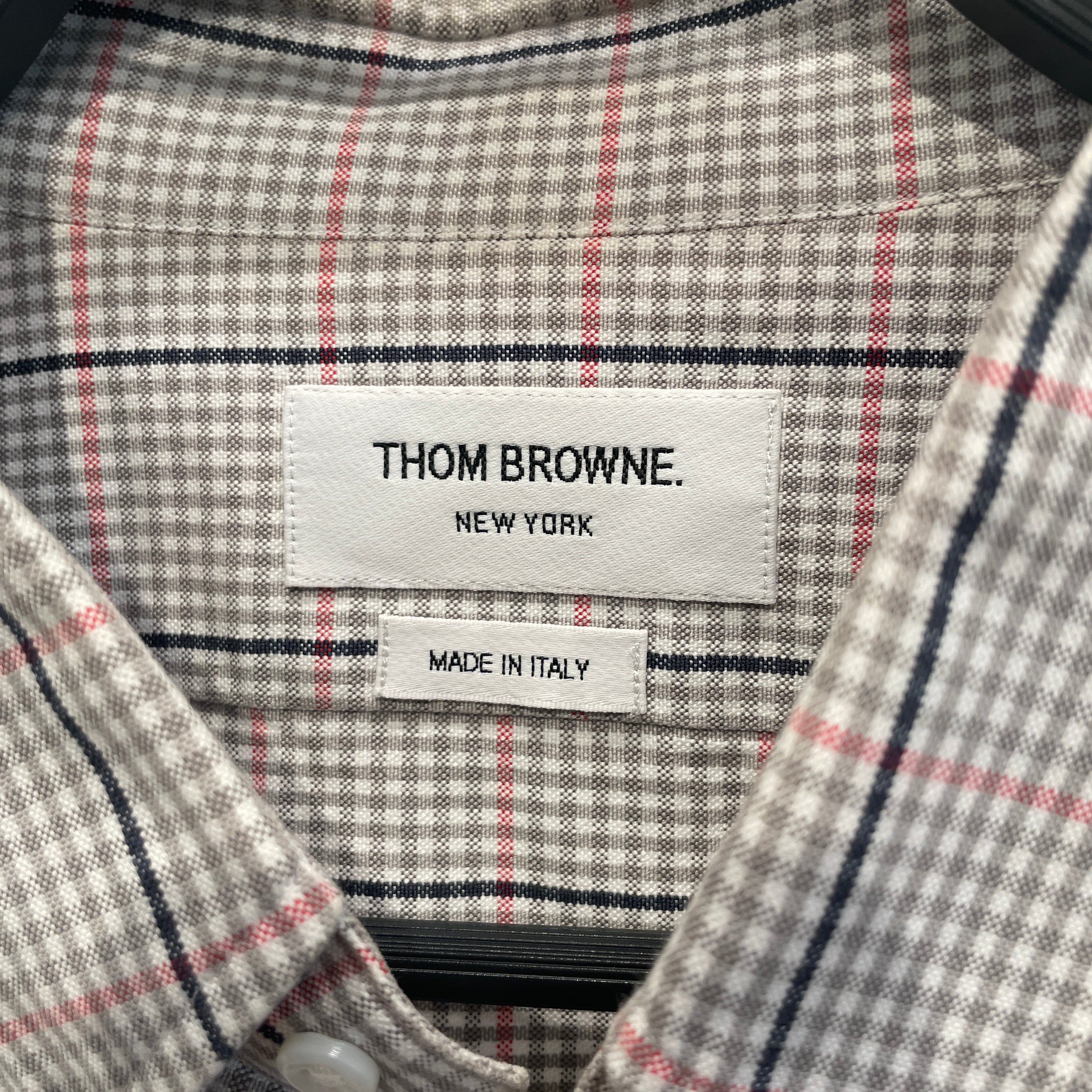 THOM BROWNE. NEW YORK/LS Shirt/3/Cotton/GRY/Plaid/RES BLU GRY PLAID view 3
