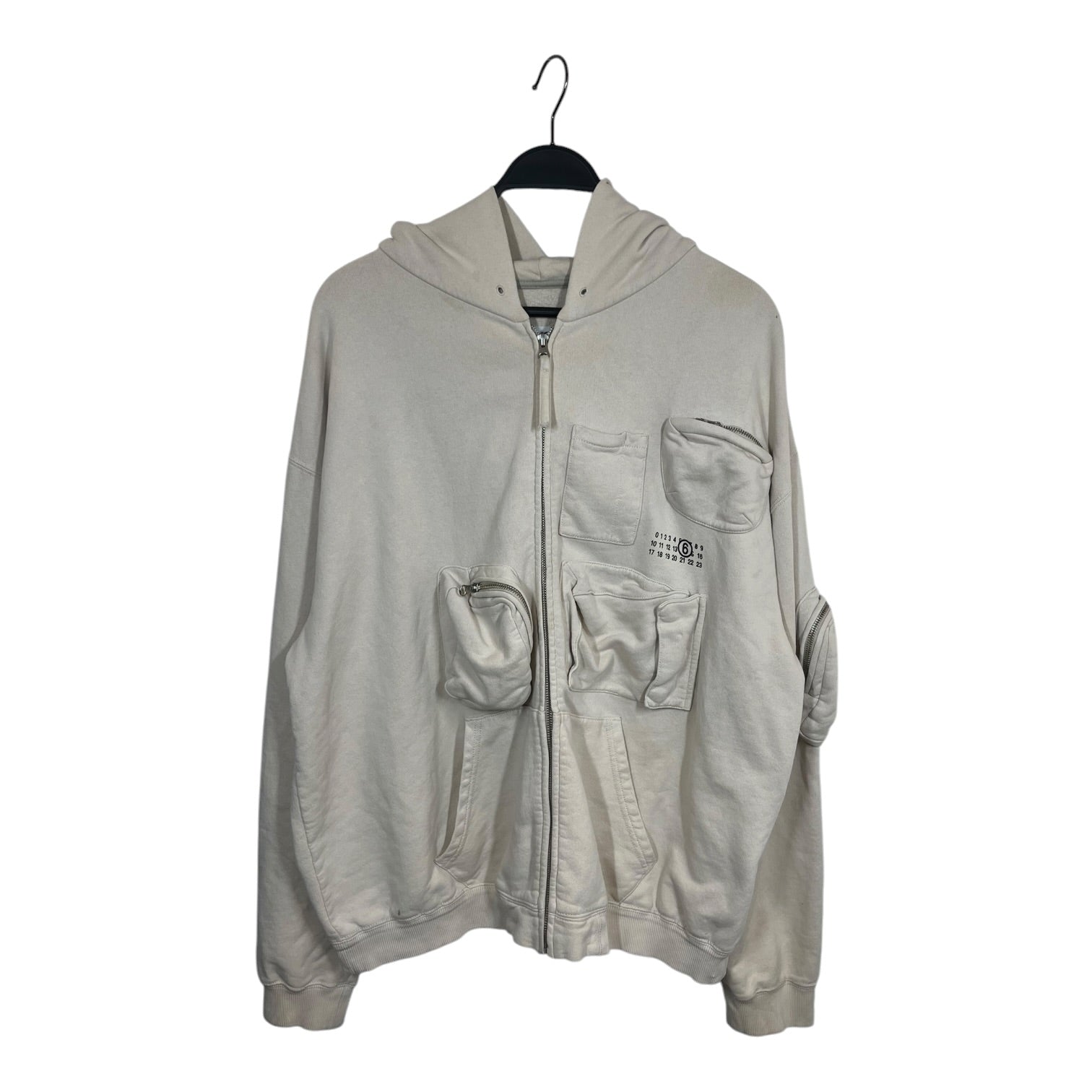 MM6/Zip Up Hoodie/L/Cotton/CRM/CARGO POCKET HOODIE view 1