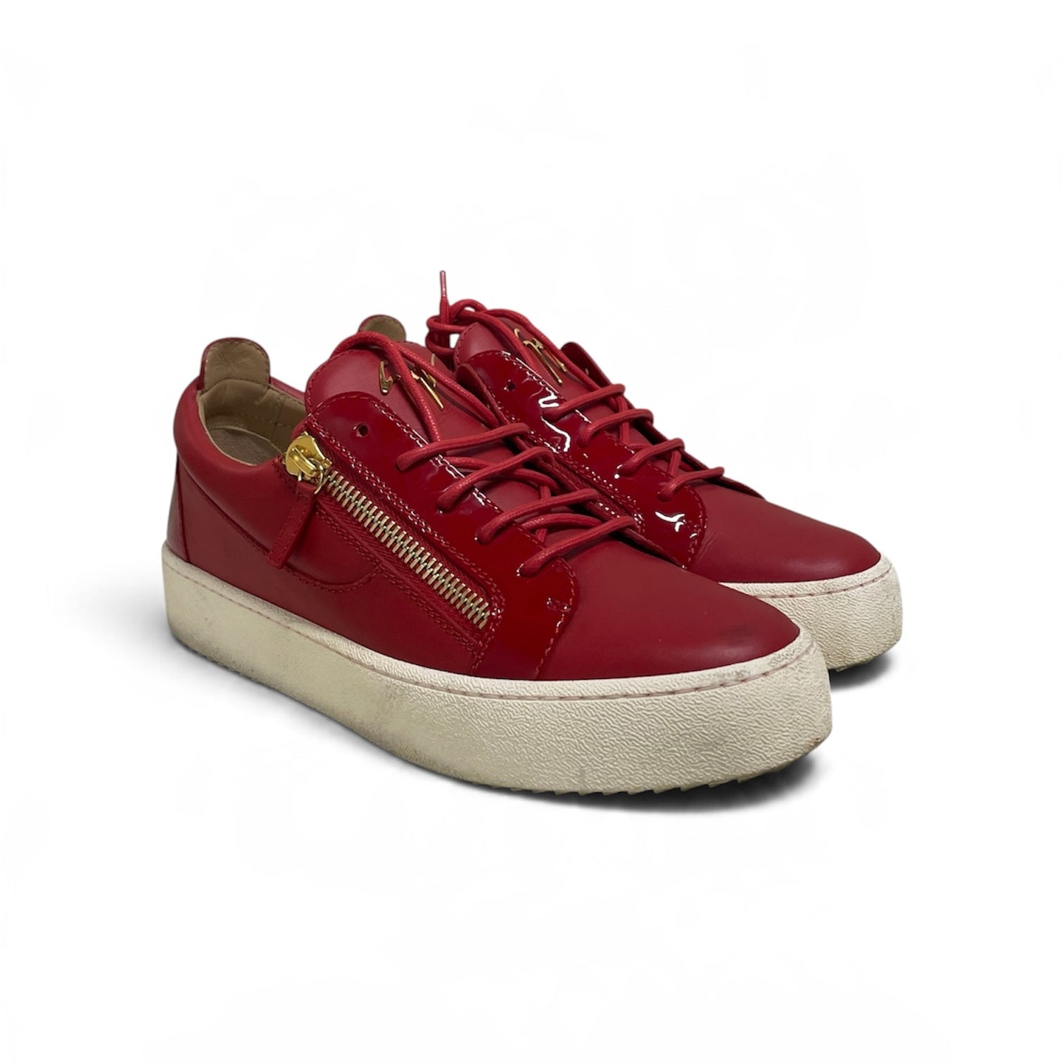 Giuseppe Zanotti/Low-Sneakers/US 7/Leather/RED/GLD SIDE ZIP/FRANKIE SNEAKER view 1